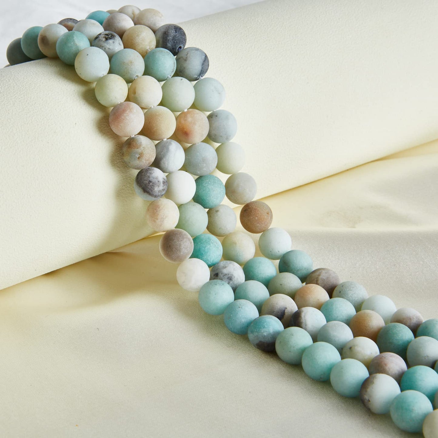 60pcs 6mm Frosted Amazonite Beads Natural Gemstone Beads Round Loose Beads for Jewelry Making