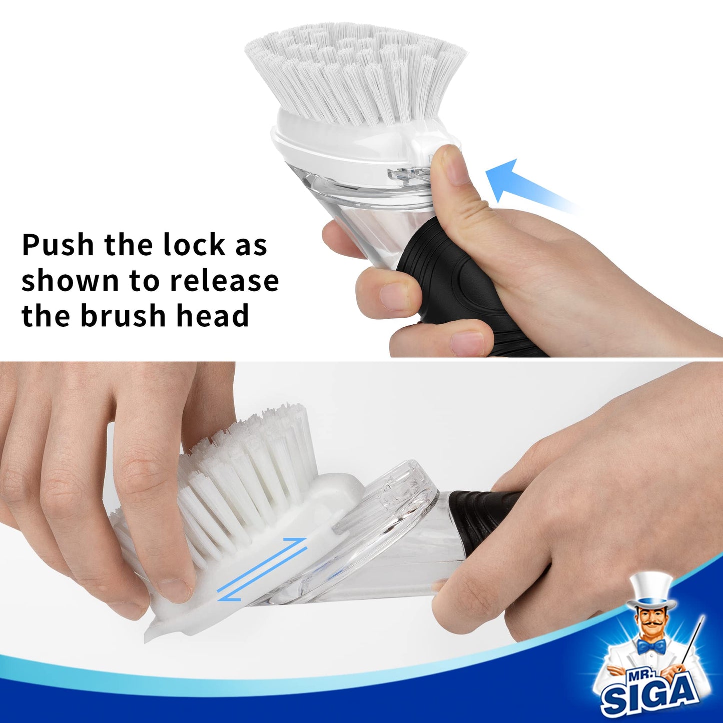 MR.SIGA Soap Dispensing Dish Brush Refills, 4 Pack