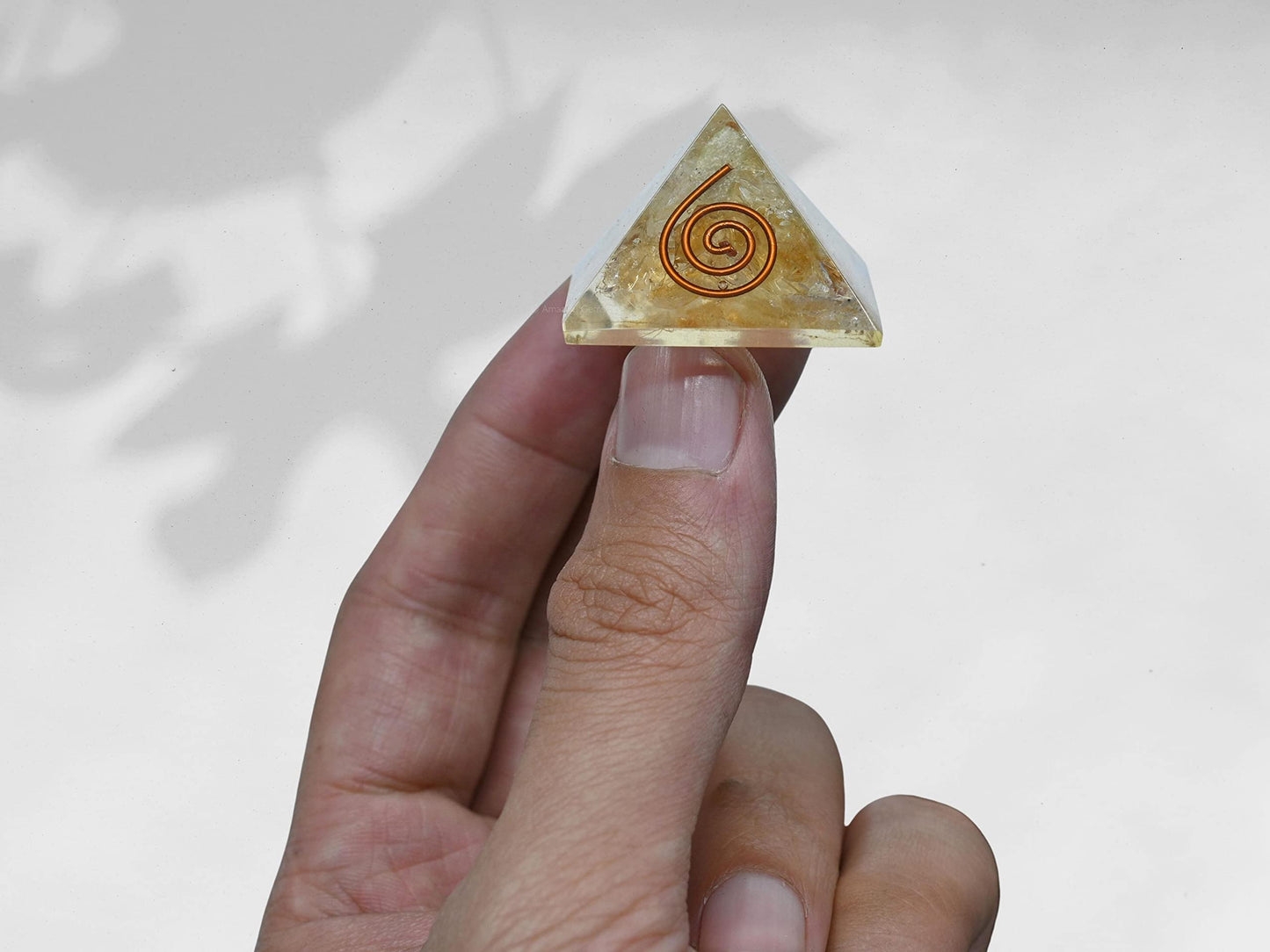 Amazing Gemstone Citrine Orgone Pyramid - 30mm Small Orgonite Pyramids with Crystals and Healing Stones - Authentic Organite Gifts