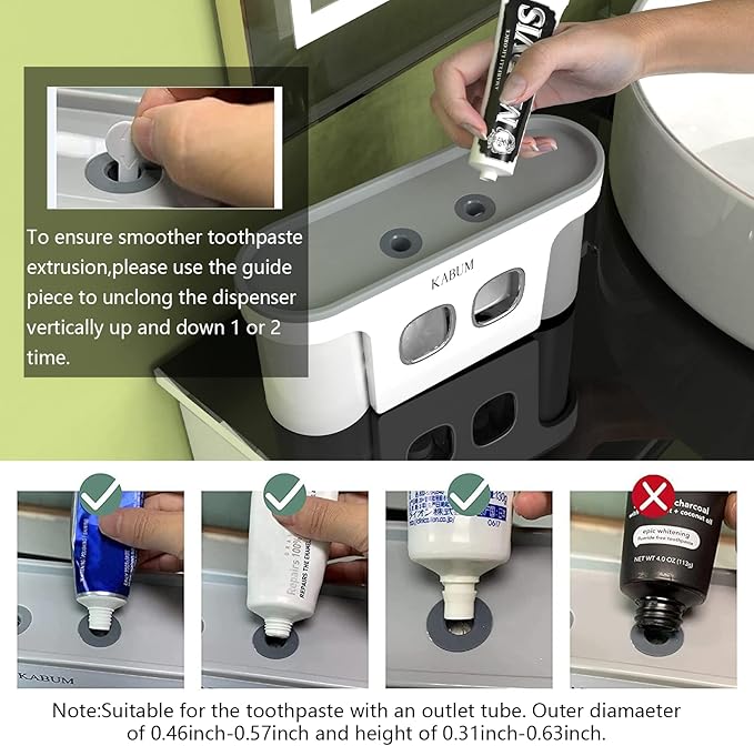Toothbrush Holders for Bathrooms Toothpaste Dispenser - 2 Cups Automatic Toothpaste Squeezer Wall Mounted, Ideal Bathroom Accessories Organization