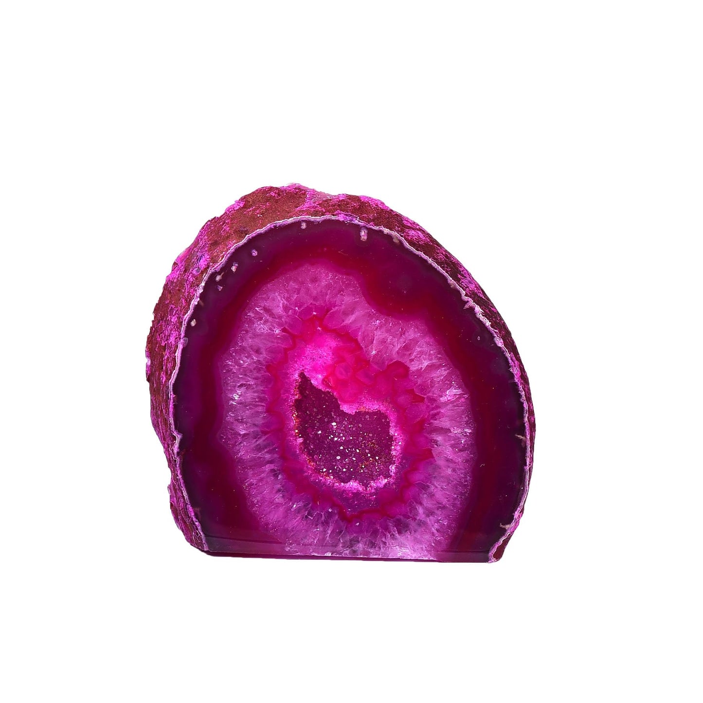 AMOYSTONE Small Agate Geode Ornament Natural Agate Stone Decor Pink 1-1.5 LBS, Irregular Crystal Rock for Home, Bedroom, Desk