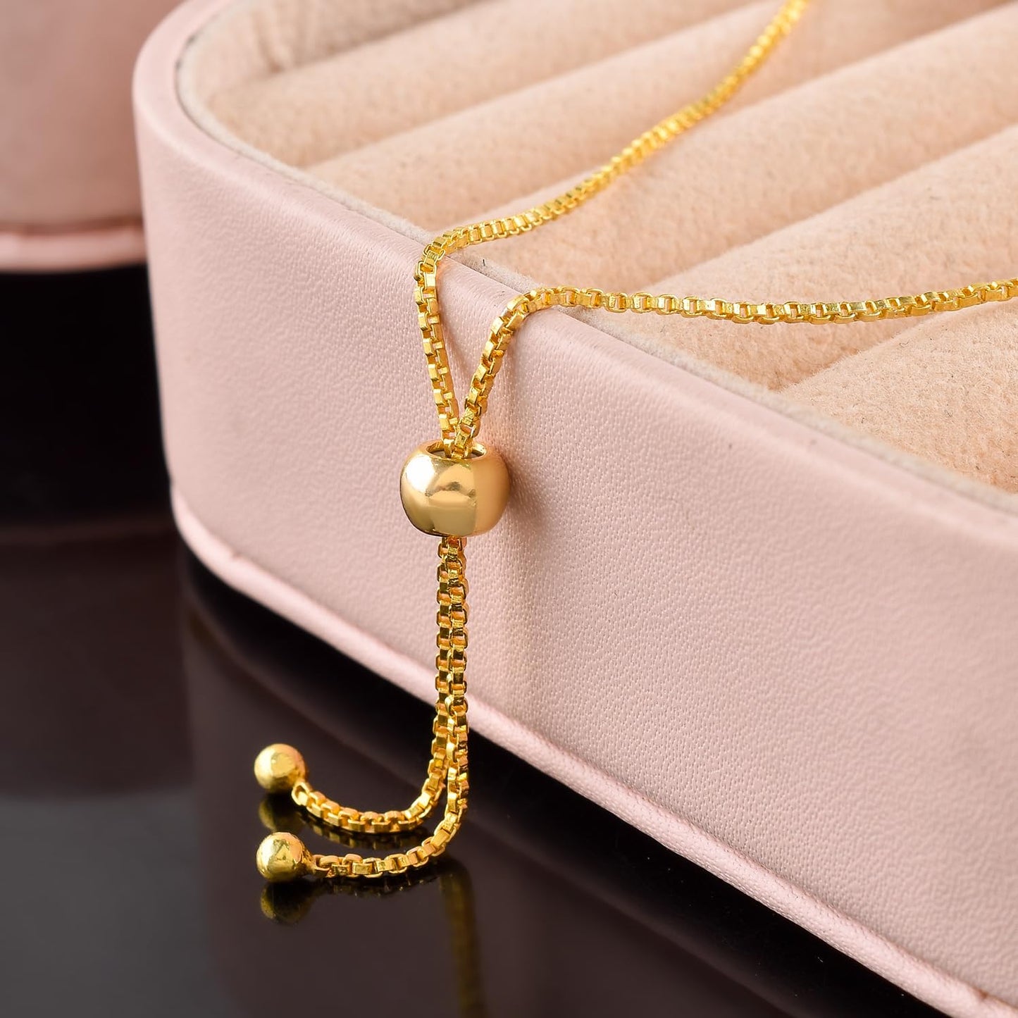 InfinityGemsArt Peridot Bracelets For Women August Birthstone Jewelry Micro Green Beads Beaded Stone Bolo Slider Crystals Gemstones Bracelet, 14K Gold Plated Adjustable Chain