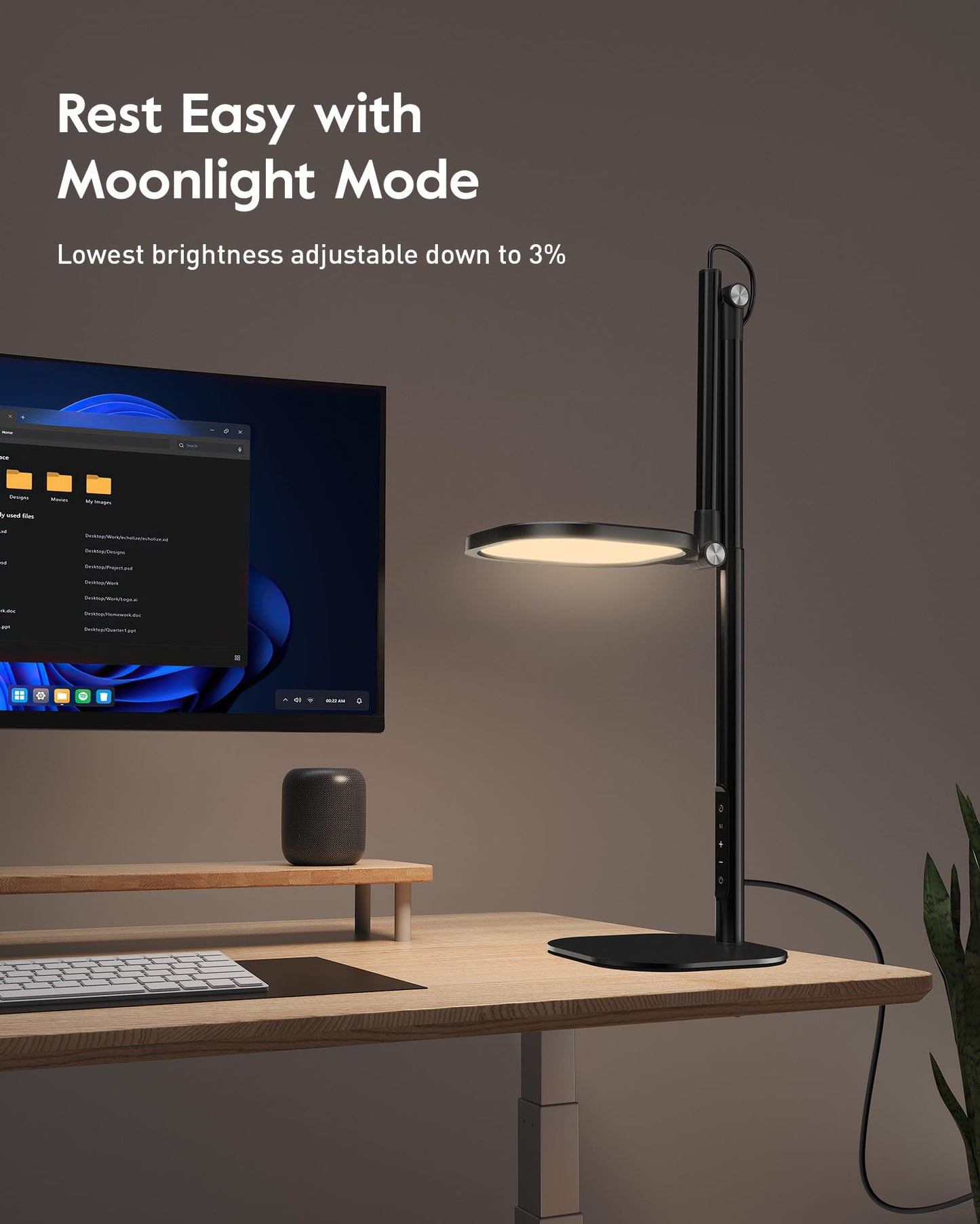 LitONES Led Desk Lamps for Home Office with Base, Tall Desk Lamp with 50 Light Modes & Memory and Timer Func Computer Light, Flexible Adjustable Table Lamps for Video Conference, Architect