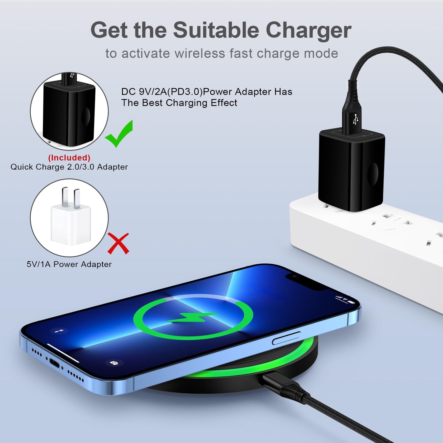 Samsung Wireless Charger Pad Fast Charging for Samsung Galaxy S25 Ultra S24 FE Plus/S23/S22,Z Flip 7,2Pack 15W Wireless Charger Mat Fast Charging with Power Adapter for Google Pixel 10 Pro XL/9/9a/8