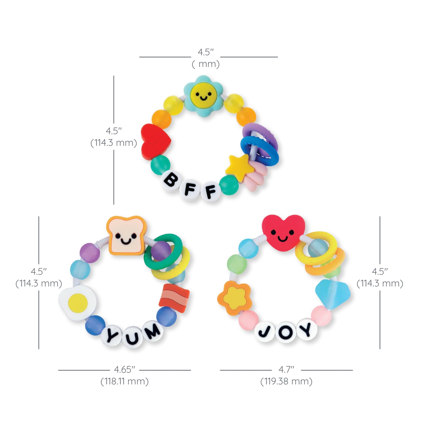 Infantino Friendship Baby Teethers, Soft Silicone Teething Toys, Sensory Textures, Easy to Grip, BPA-Free, Soothes Sore Gums, On-The-Go Travel Teethers, 3-Pack