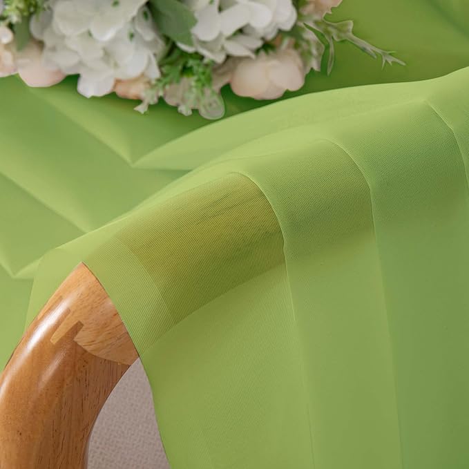 OVZME Sheer Curtains 63 inch Length 2 Panels Set for Bedroom Living Room, Soft Airy Elegant Light Filtering Sheer Curtains, Dual Rod Pocket Window Drapes, Each 42W x 63L Inches, Lime