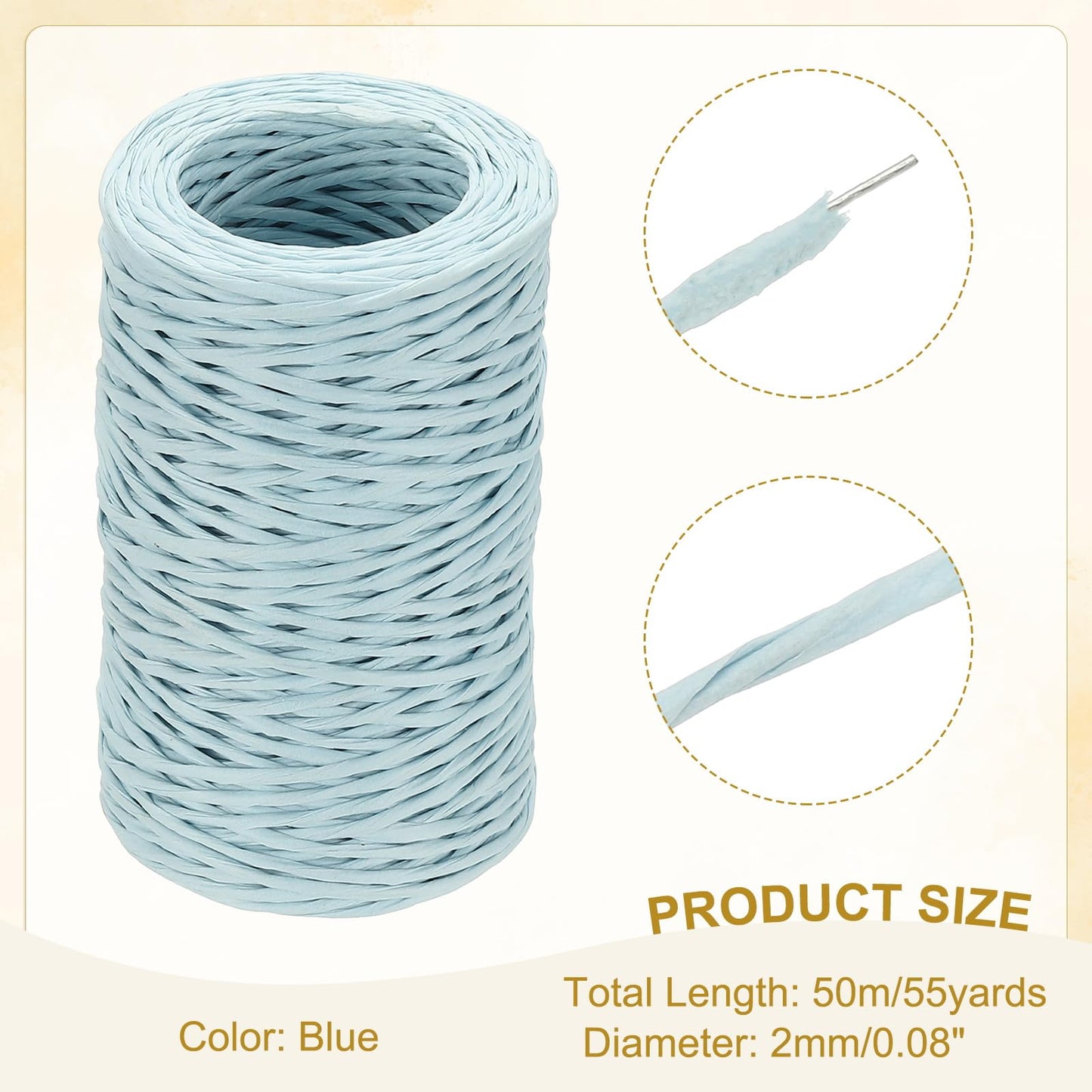 uxcell 55 Yards Floral Bind Wire Wrap Twine, 2mm Floral Wire Vine Bind Wire Rustic Craft Wire for DIY Projects Flower Bouquet Making Wreath Gift Wrapping Wedding Decoration, Blue