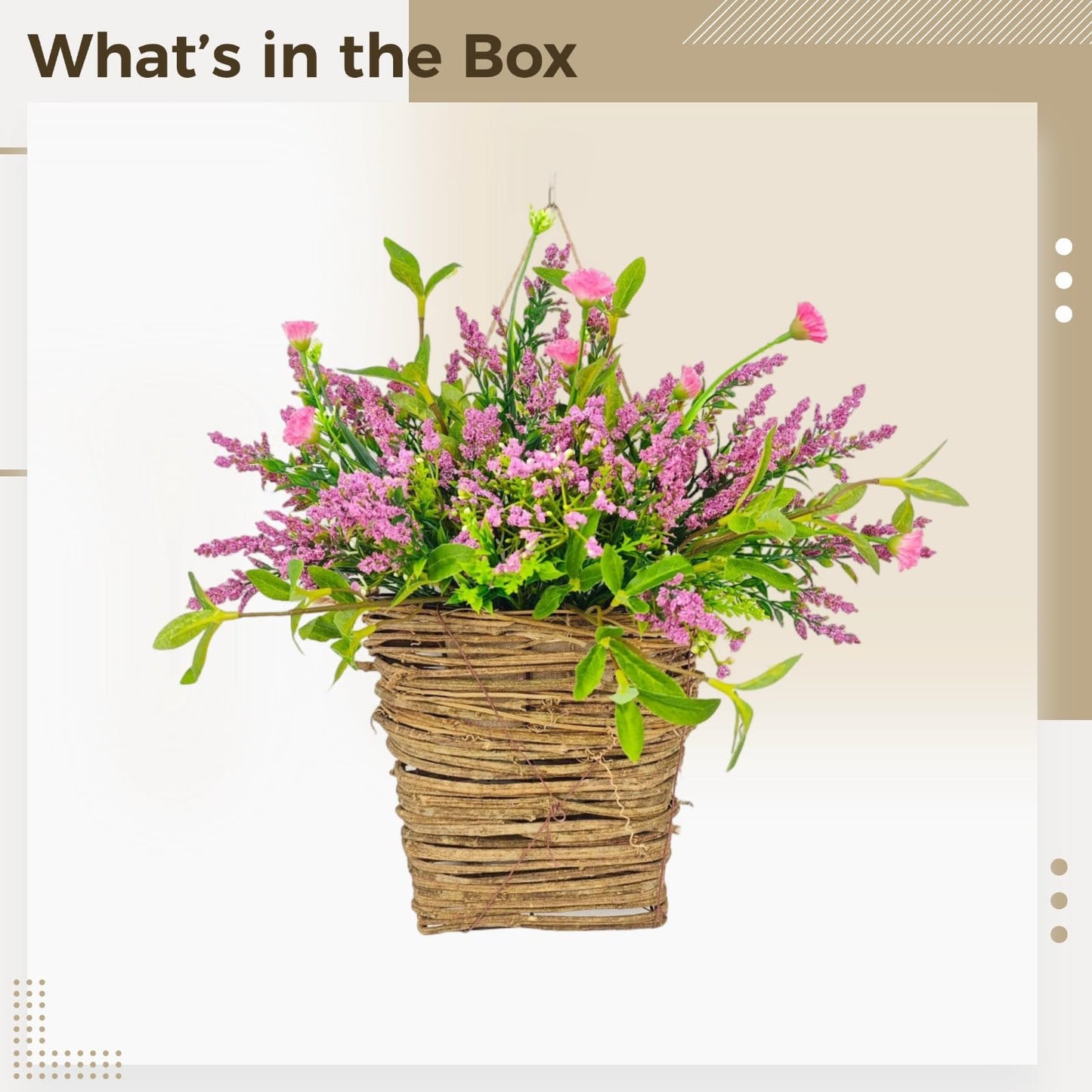 Generic Floral Basket Wreath, 13.8 X 8.7 in Spring Hydrangea Decor for Indoor & Outdoor