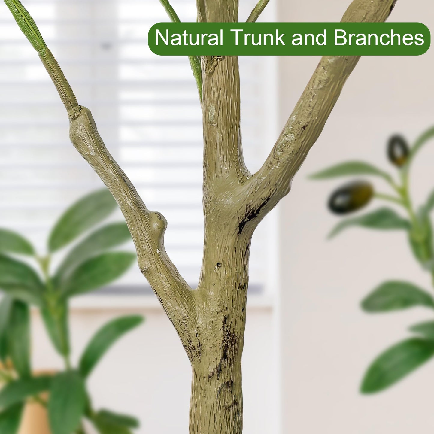 TENNOLA 5 FT Olive Trees Artificial Indoor, Faux Olive Tree 5 ft with Natural Wood Trunk Branches and Lifelike Fruits, Realistic Fake Tree Artificial Plants Tall with Planter for Home Office Decor