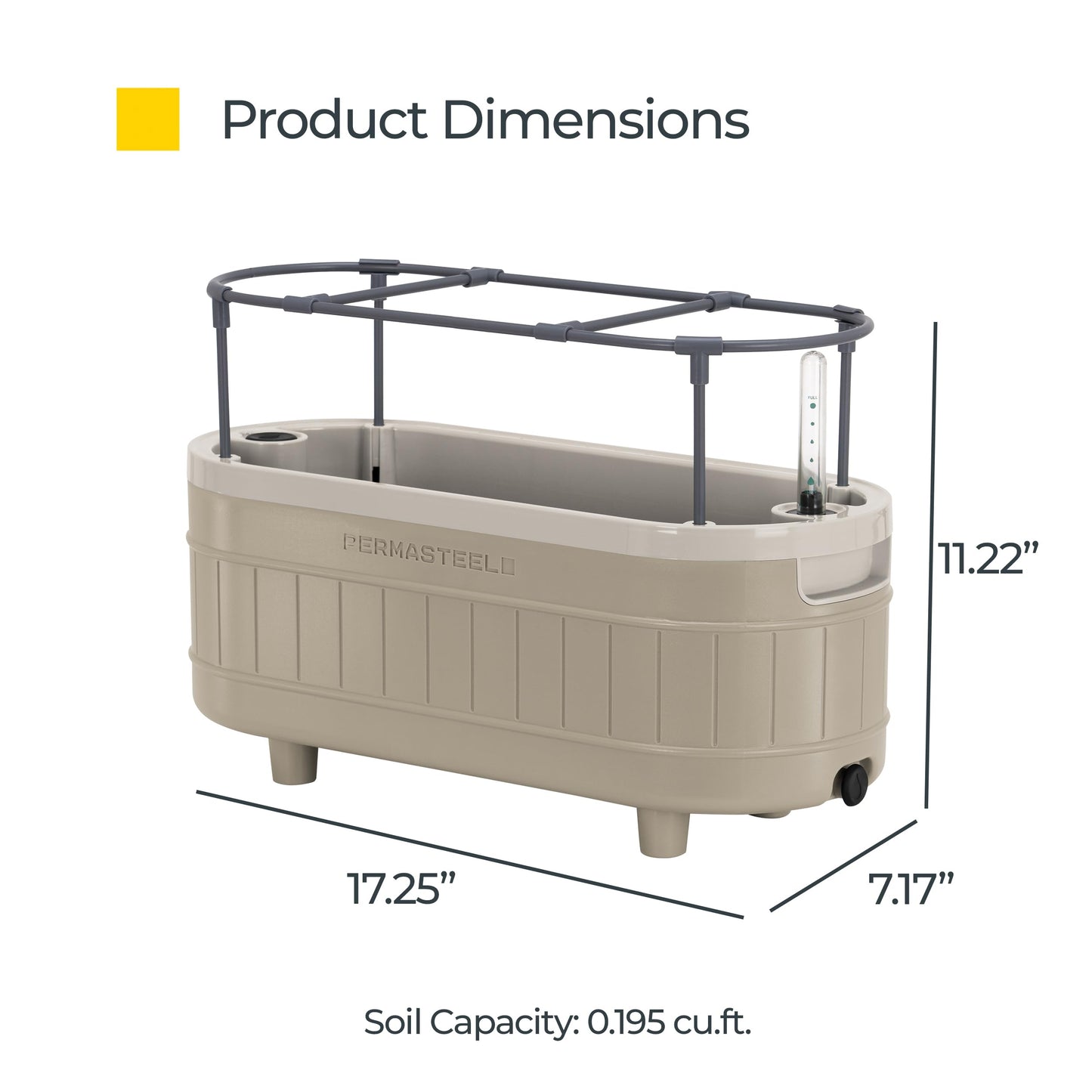 Permasteel Herb Garden Planter with Trellis Support, Self-Watering System with Water Level Indicator, Fits Multiple Herb Plants, for Basil, Flowers, Succulents, Indoor & Outdoor, Taupe