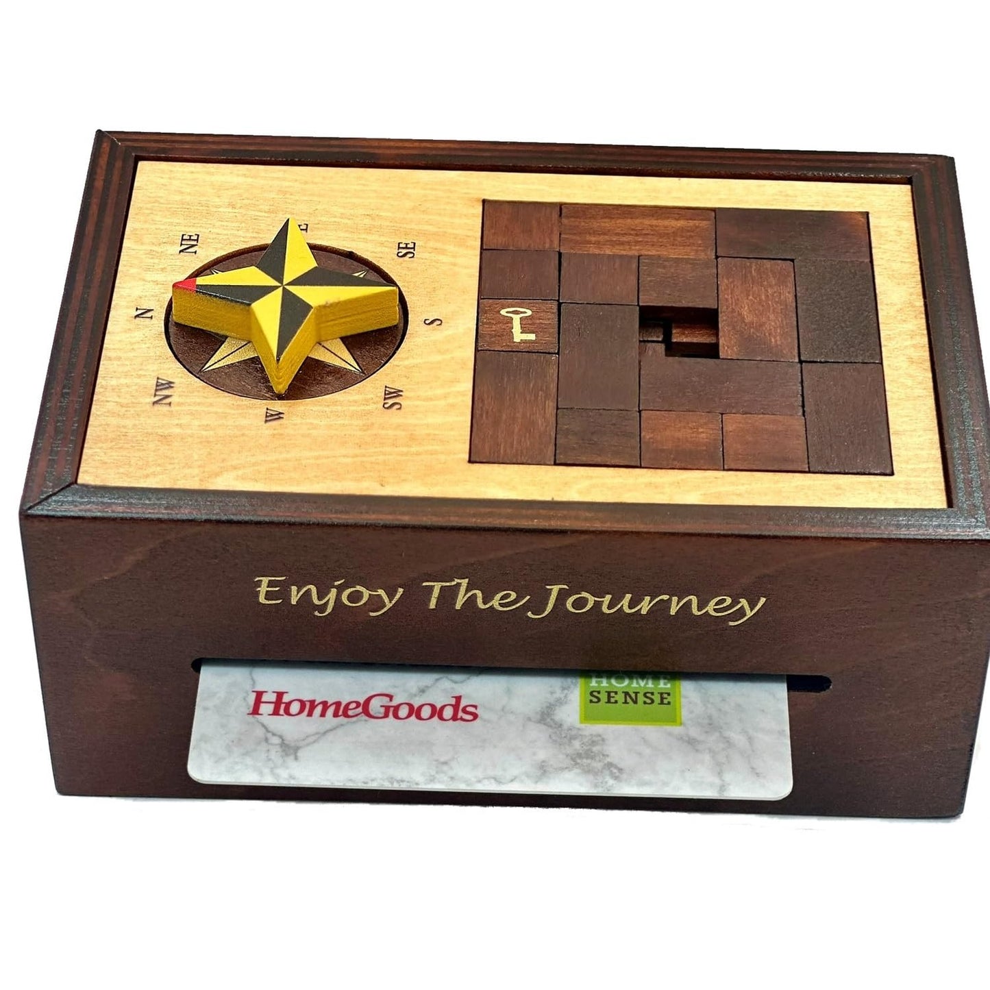 Navigation Enigma Secret Puzzle Box Money and Gift Card Holder in a Wood IQ Escape challenging Lock Box with Hidden Compartments Brainteaser