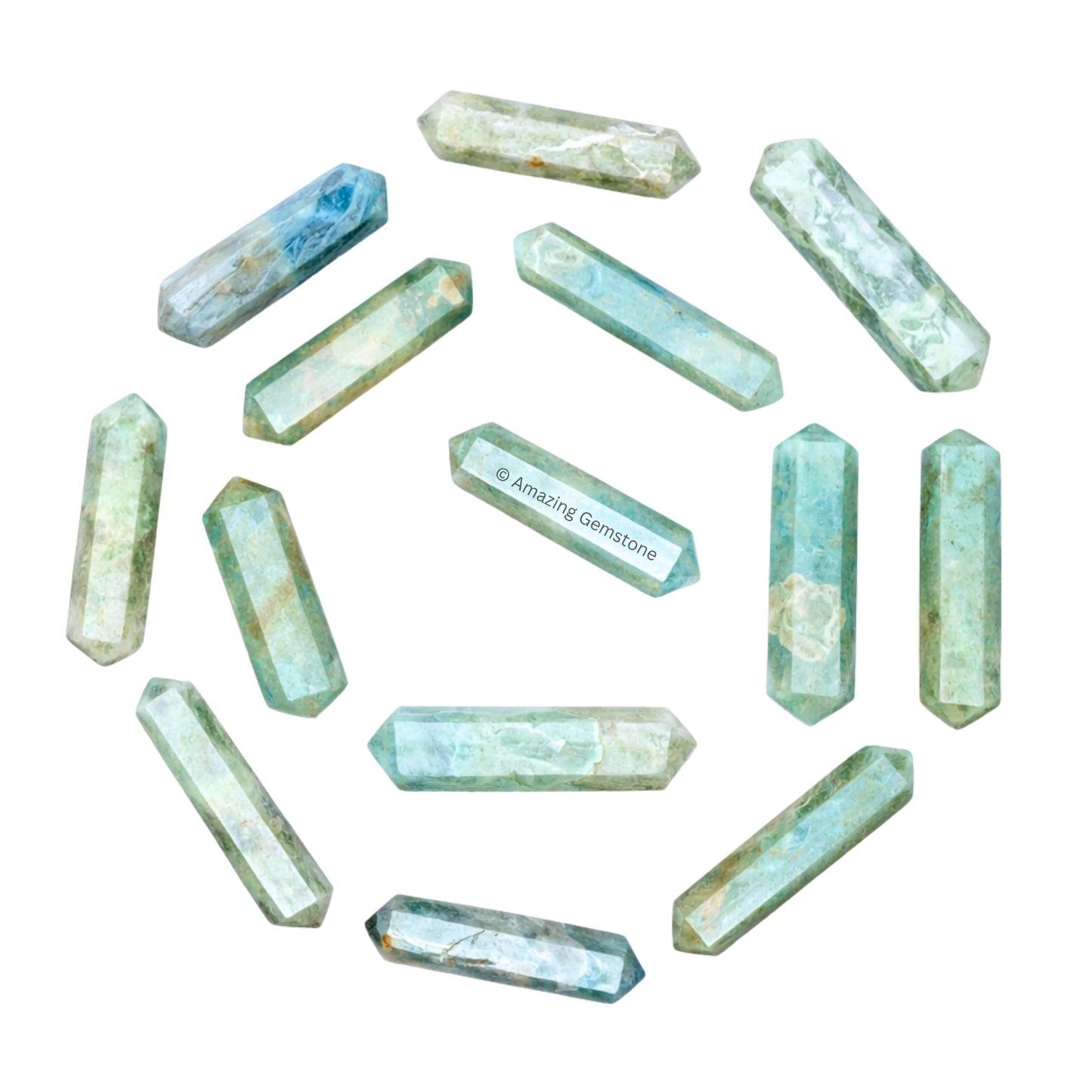 Aquamarine Crystal Points Bulk Healing Crystals and Stones - Pack of 3 Double Terminated Healing Wand Point Bulk Crystals for Crafts, Crystal Grid, DIY Work - Premium Crystals for Beginners Gifts