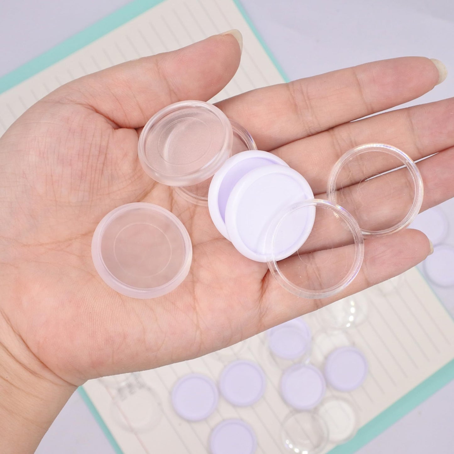 ITSYHPRO 100pcs Discbound Notebook Discs DIY Planner Accessories fits for Tul,Levenger,Arc,Happy Planner,Talia(Super Clear White Clear Mixed,0.94inch/24mm)