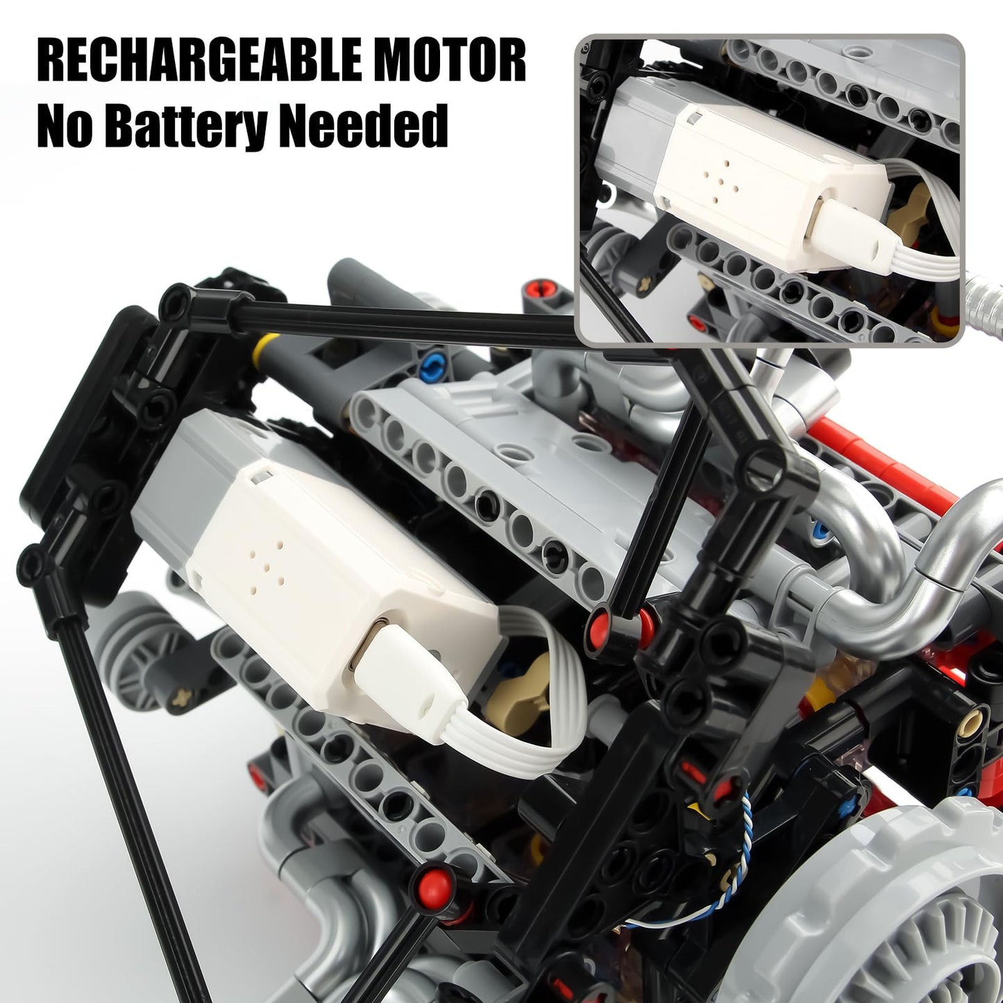 OWNONE 1 V8 Engine Model Kit that Work - 8-Cylinder Visible Engine Building Blocks Set with Motor, LED Light & APP Control - Build Your Own Engineering Kit, STEM Project for Adults & Kids (660 PCS)