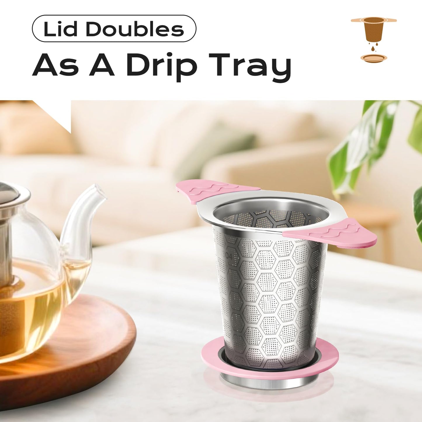 CTIANWXY Tea Infuser for Loose Leaf Tea,18/8 Stainless Steel Tea Infuser with Heat Proof Silicone Handles,Extra Fine Mesh Tea Strainers Filter Fine Tea Leaves Effectively,Fits TeaPots/Mugs-4Pack