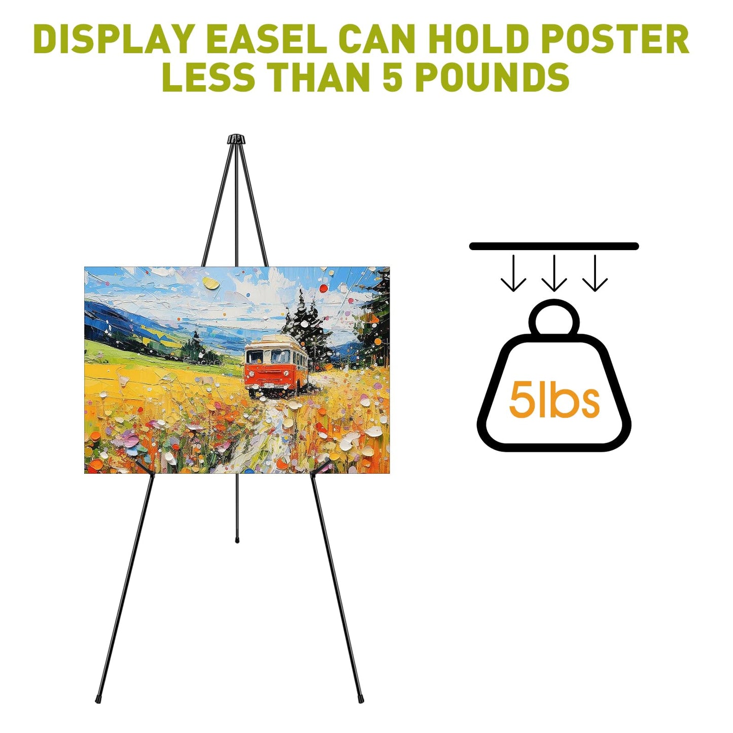 AROIC 63 "Easel Stand for Display, 6 Pack Portable Foldable Metal Easel, Easels for Signs Wedding Logos,Arts, Painting,Adjustable Floor Easels with 6 Storage Bag