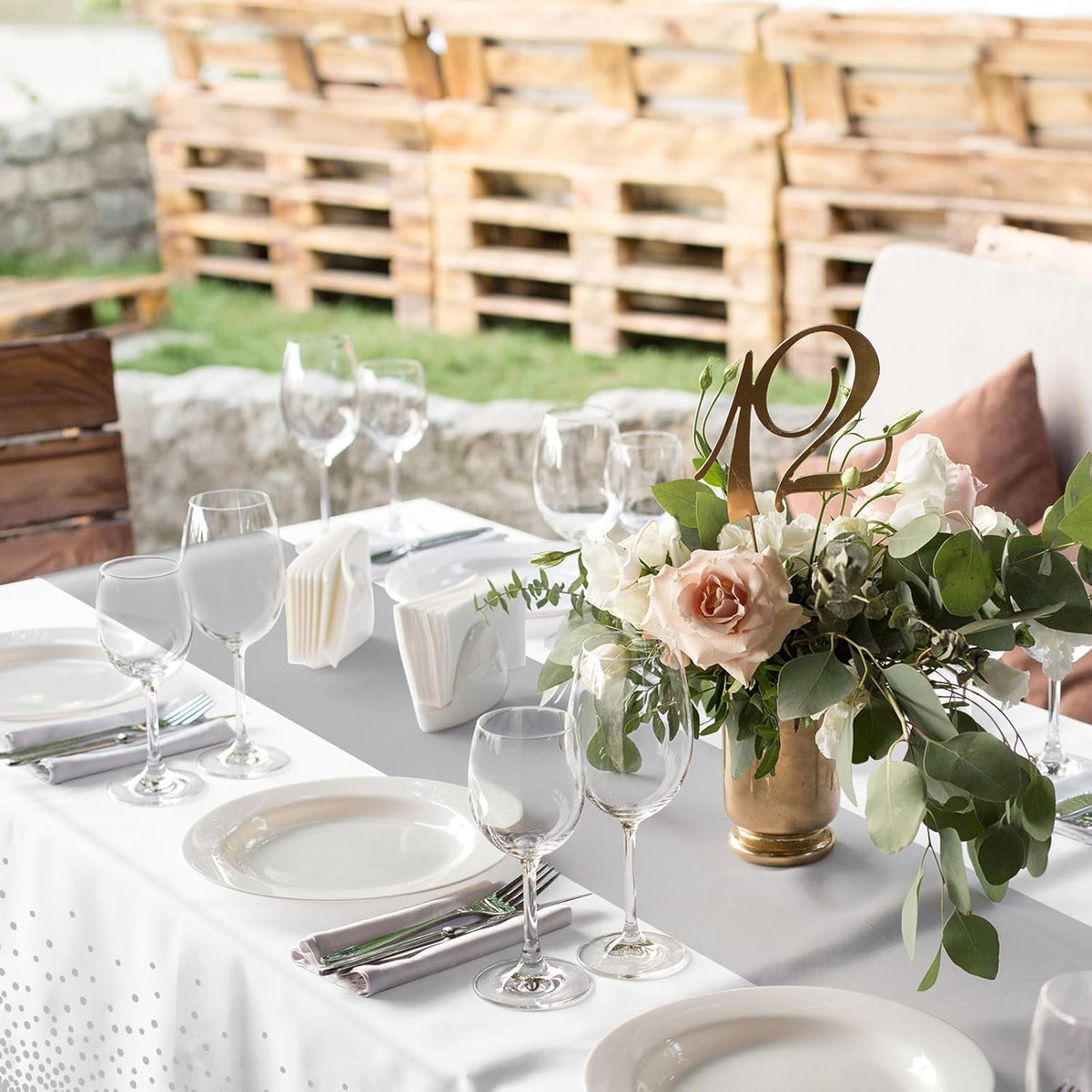 3Pcs White and Silver Tablecloth Party Decorations,Plastic White Table Cloth Printed Silver Runner Disposable Rectangle Table Cover for Birthday Wedding Anniversary Graduation Party,54 x108 Inch