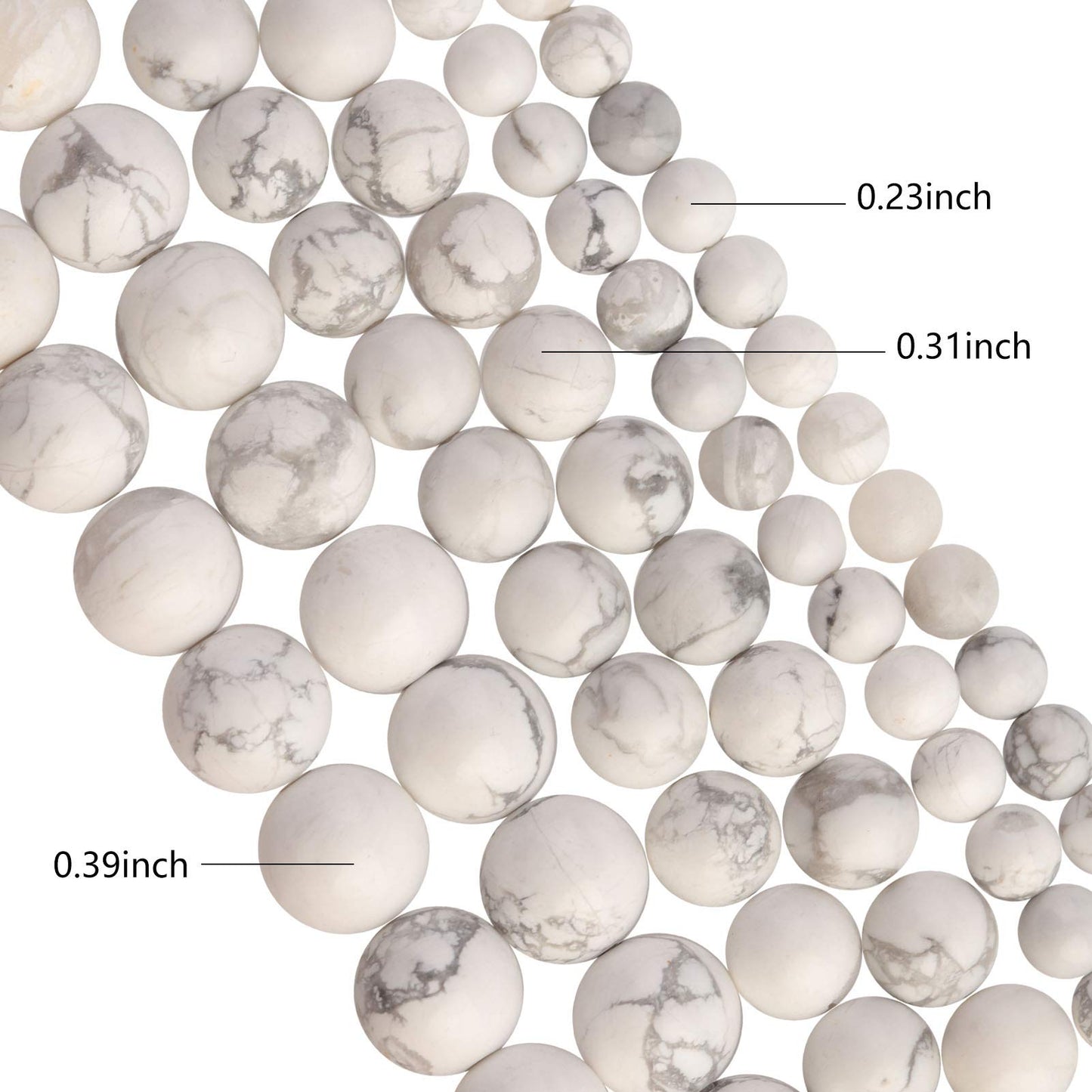 Filluck Natural Stone Beads 8mm White Howlite Turquoises Polished Round Smooth Gemstone Beads for Jewelry Making 15 Inch(White Howlite Turquoises,8mm)