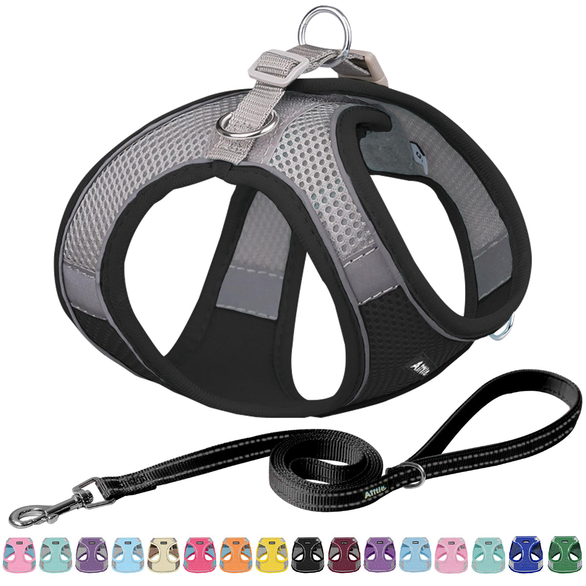 AIITLE Medium Dog Harness and Leash Set, Step-in Puppy Pet Vest, Orange M
