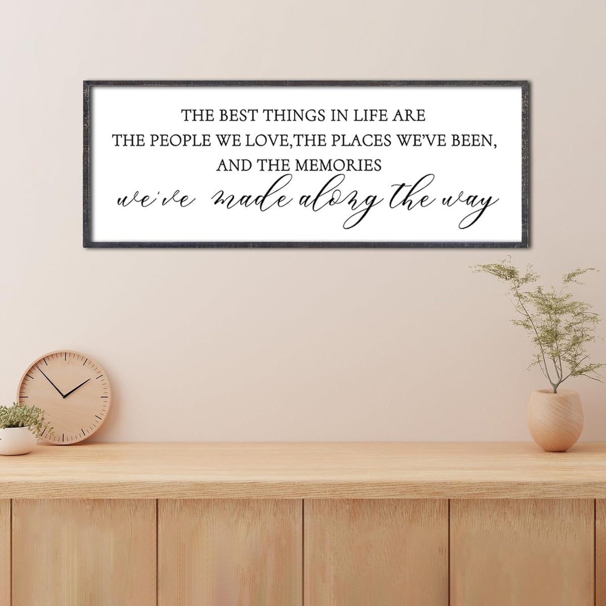 The Best Things in Life Wall Decor Sign 40 x 15 Inch Memories Inspirational Quotes Wood Framed Family Entryway Living Room Home Wall Art for Farmhouse Bedroom Room (Black)