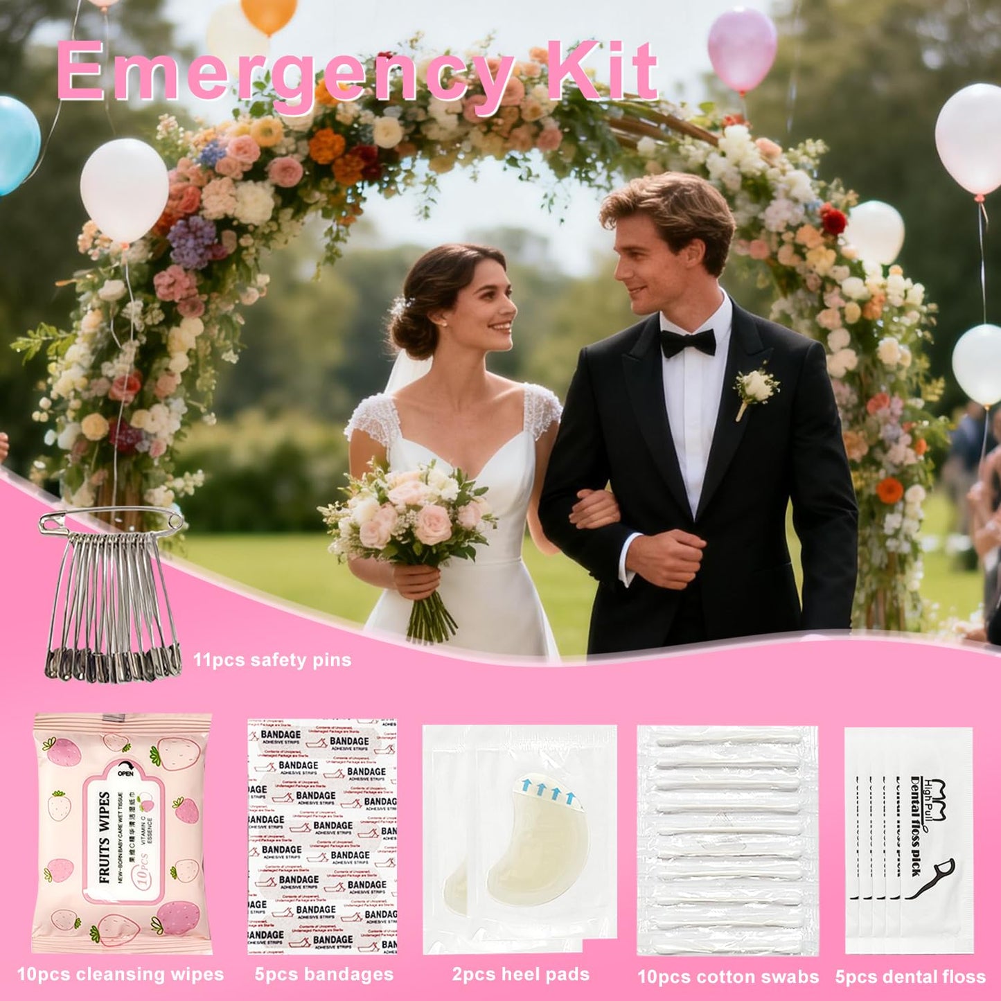 Wedding Emergency Kit for Bride with 30+ Wedding Essentials, Bridal Emergency Kit for Wedding Day, Wedding Survival Set (Style A)