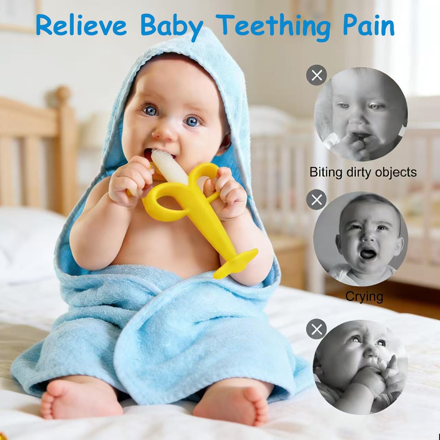 HAILI XMGQ Baby Teething Toys 3-6 Months, Baby Chew Teether Freezer BPA Free, Babies Teething Relief for Infants, Banana Toothbrush, Fruit Shape Giraffe Newborn Teether Gift for Baby Boy and Girl