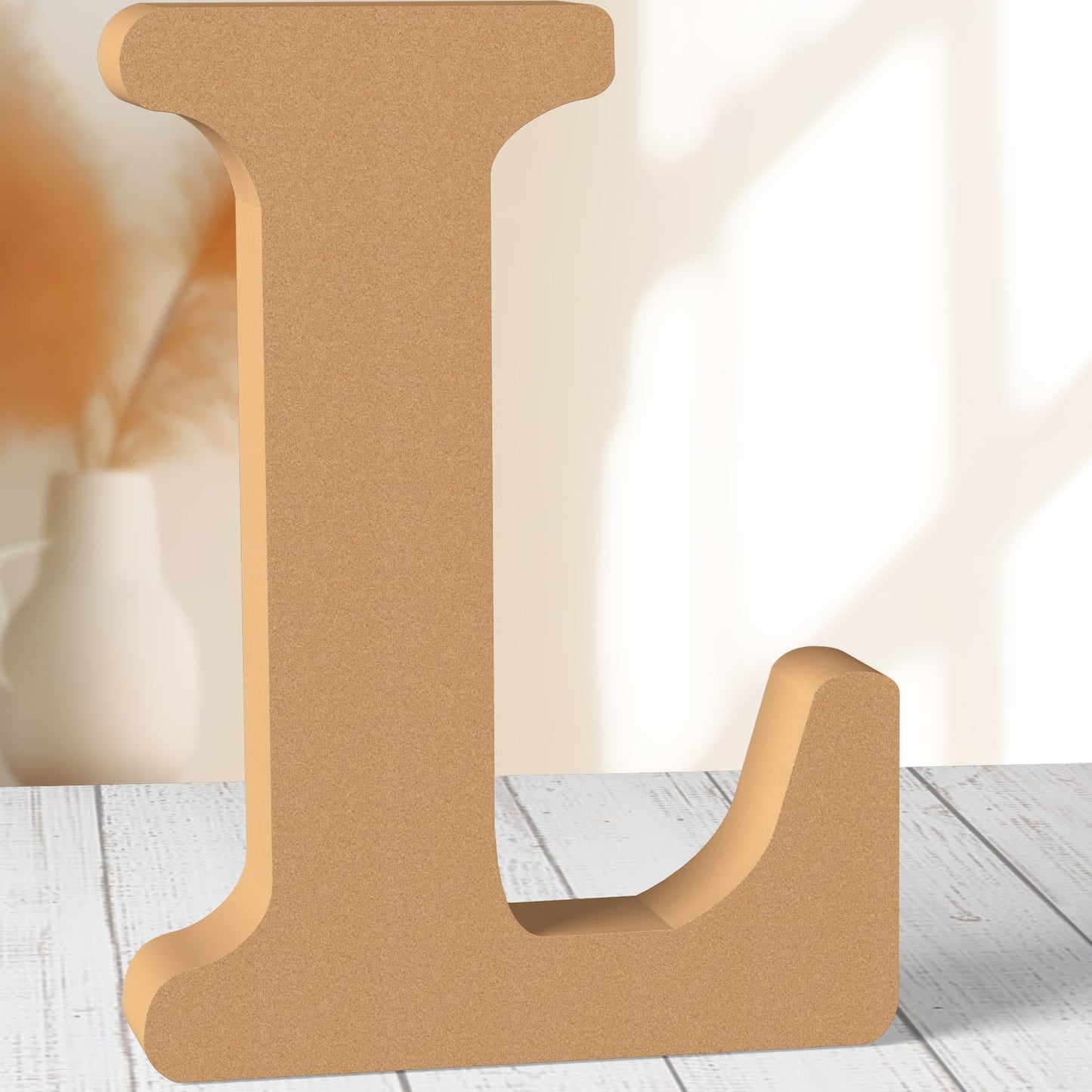 AOCEAN 12 Inch Designable Wood Letters Unfinished Wood Letters for Wall Decor Decorative Standing Letters Slices Sign Board Decoration for Craft Home Party Projects (L)