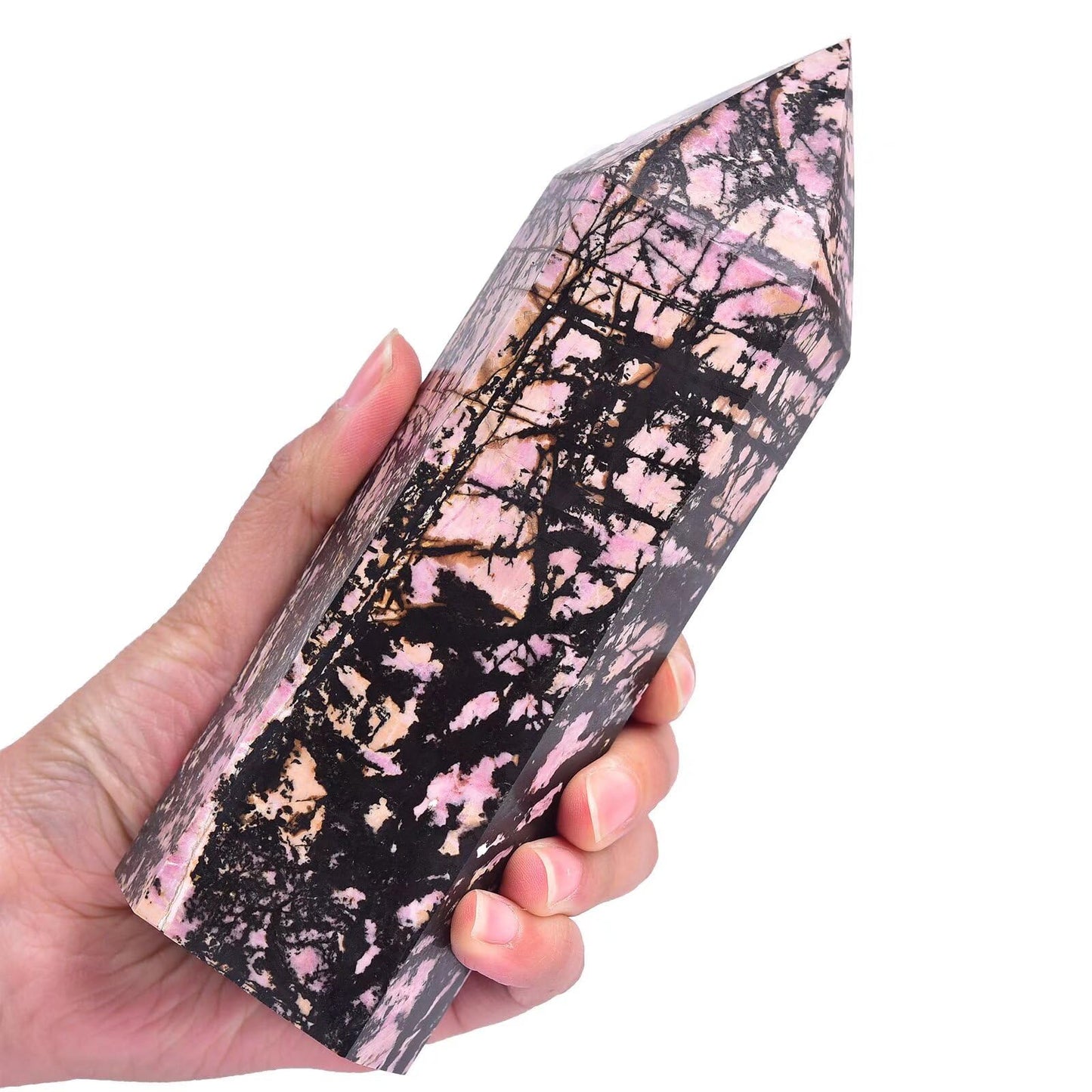 Rhodonite Stone Tower Obelisk Healing Crystal Stone Wand Natural Reiki Meditation Gifts 1.1-1.7 LBS