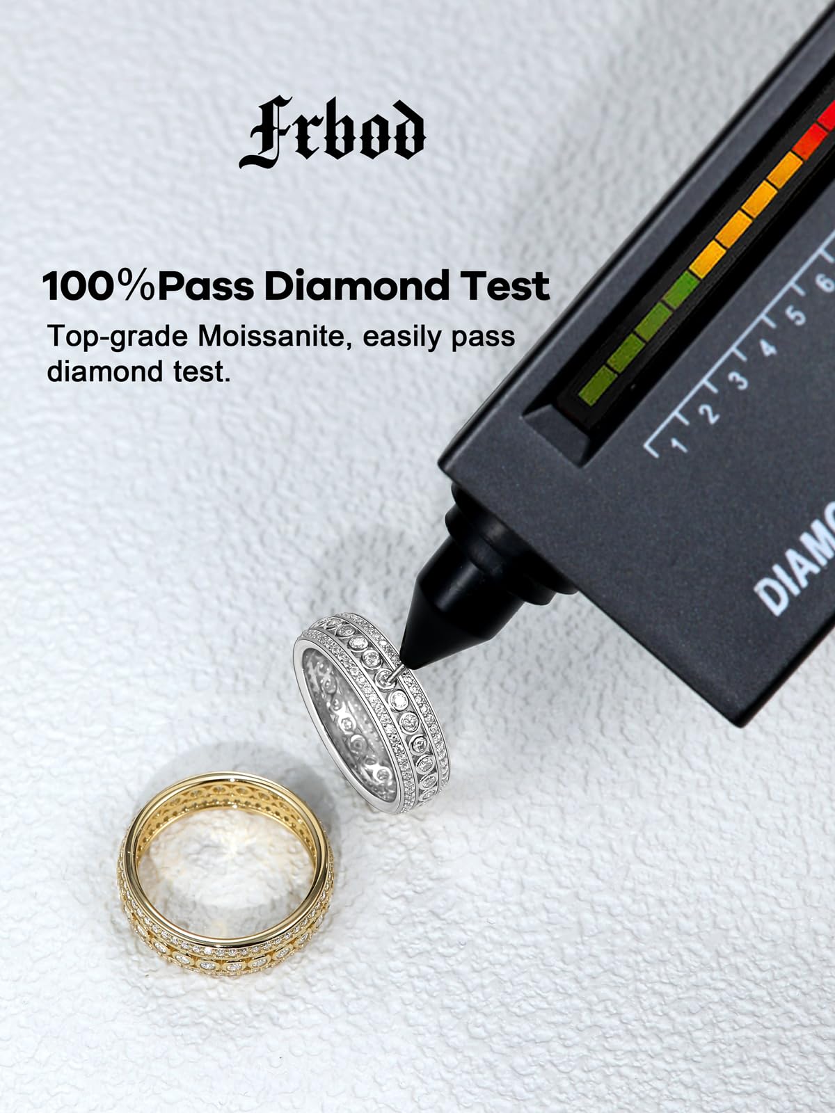 Frbod Moissanite Diamond Band Rings for Women 925 Silver Promise Wedding Band Chunky Eternity Stackable Ring Size 7