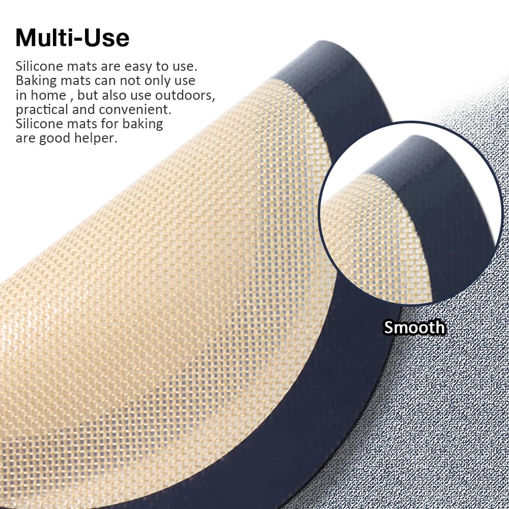Eolilim 3PC Round Silicone Baking Mats, 8 inch Silicone Mats for Baking Easy to Clean, Reusable Baking Mats, Silicone Circle Mats for Cake Pan