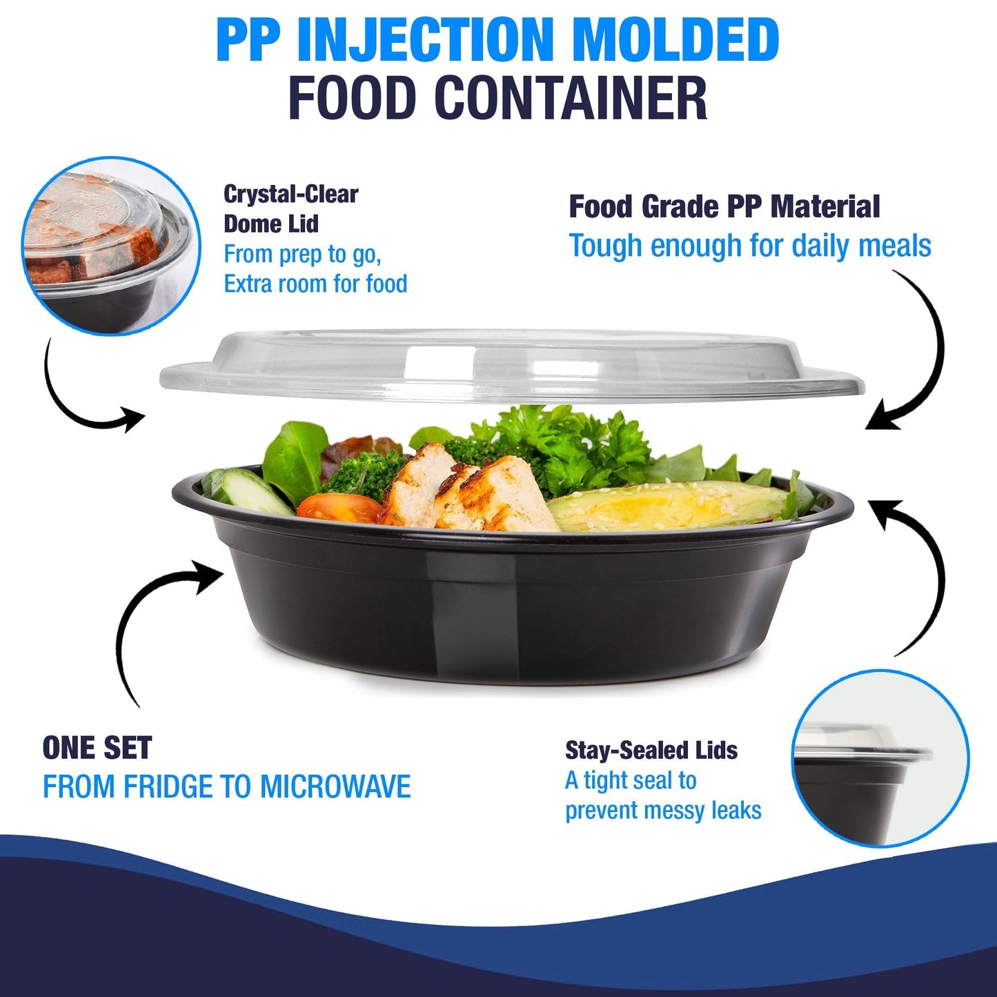Ruthy's Outlet Meal Prep Containers with Lids, Food container bowl - BPA-Free, Stackable, Freezer & Dishwasher Safe, Reusable Food Storage for Lunch, Portion Control & Meal Prep (15 Pack, 32 oz)