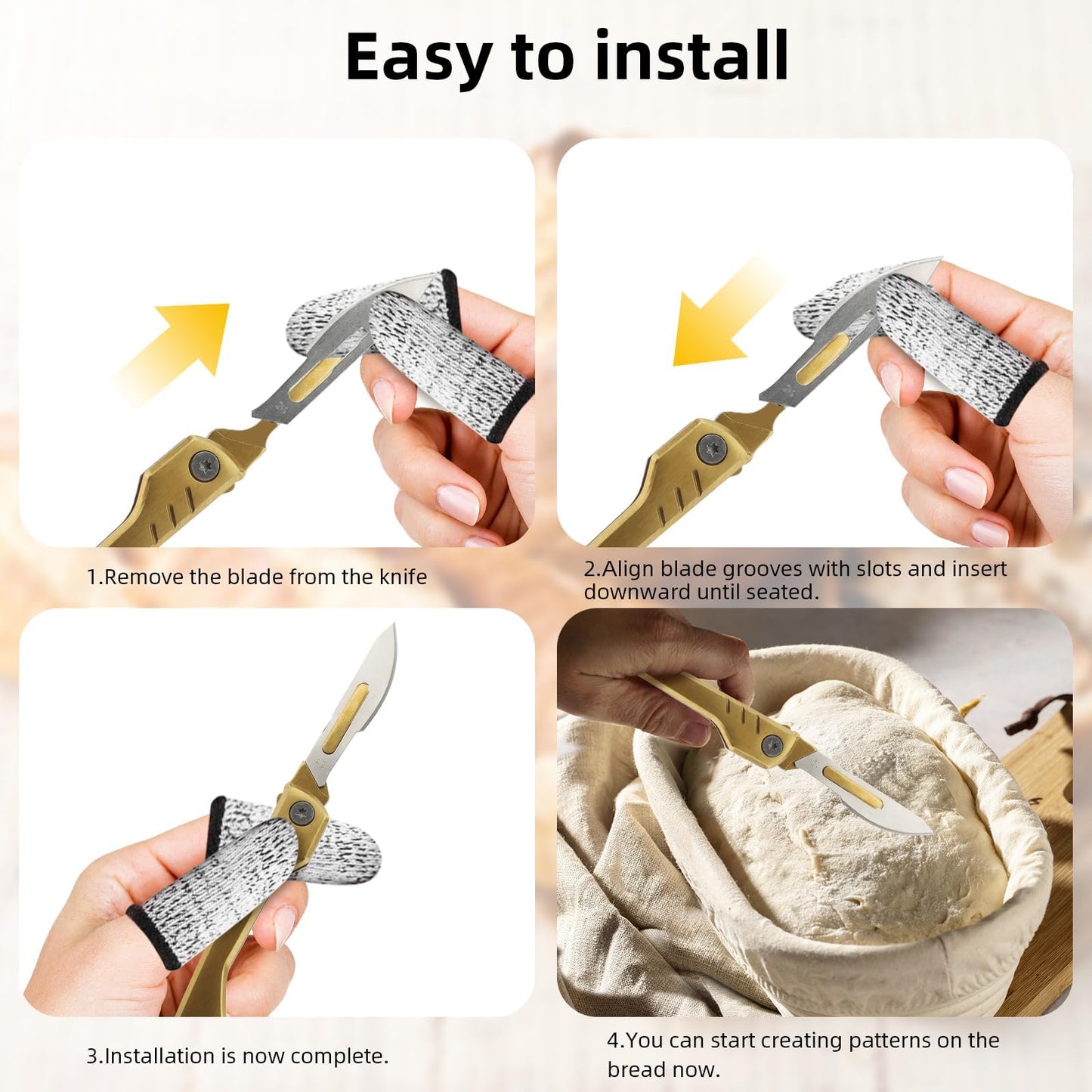 Muomdid 2-Piece Folding Bread Lame Set with 20 Sharp Carbon Steel Blades, Sturdy Box & Protective Accessories - Perfect for Sourdough Scoring & Artisan Bread Baking (Silver & Gold)