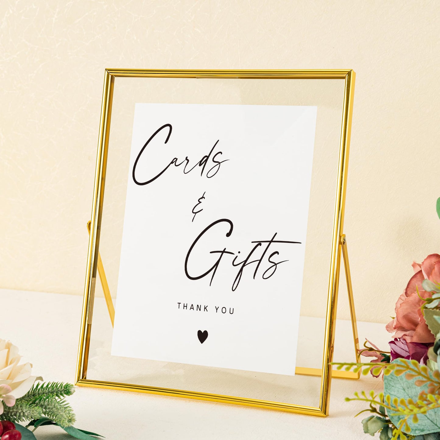 Calculs Cards and Gifts Table Decor 10x8 Inches Floating Picture Frame Wedding Signs Cardbox Decorative Accessories (Gold)