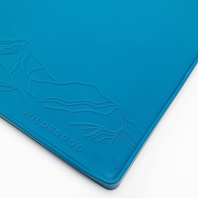 Wilderdog Silicone Pet Placemat Made with 100% Food-Grade Silicone Cone, BPA, PVC, and Phthalate-Free. Non-tocix, Dishwasher Safe Feeding mat for Bowls with Spill Catcher and Raised Mountain Logo