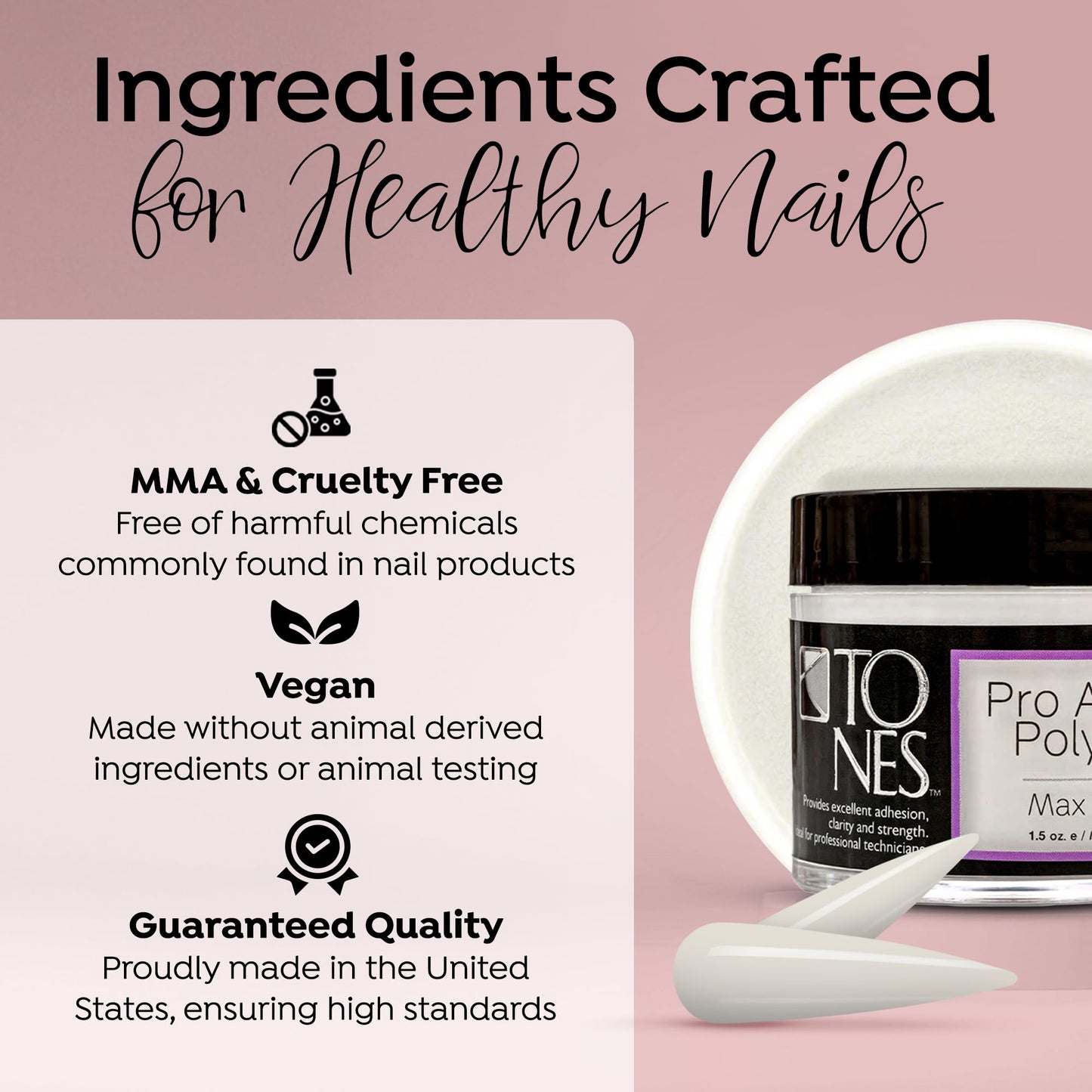 Tones Pro Acrylic Nail Powder, Max White (Creamy, Soft Off-White), (3.5 Fl Oz) - Long-Lasting & Non-Yellowing Polymer for Salon Quality Nail Extensions & 3D Art