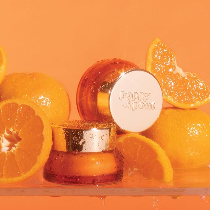 Poppy & Pout Orange Blossom Overnight Lip Mask – Nourishing Lip Moisturizer with Shea Butter & Beeswax – Cruelty Free, Recyclable Glass Jar (0.65 oz)