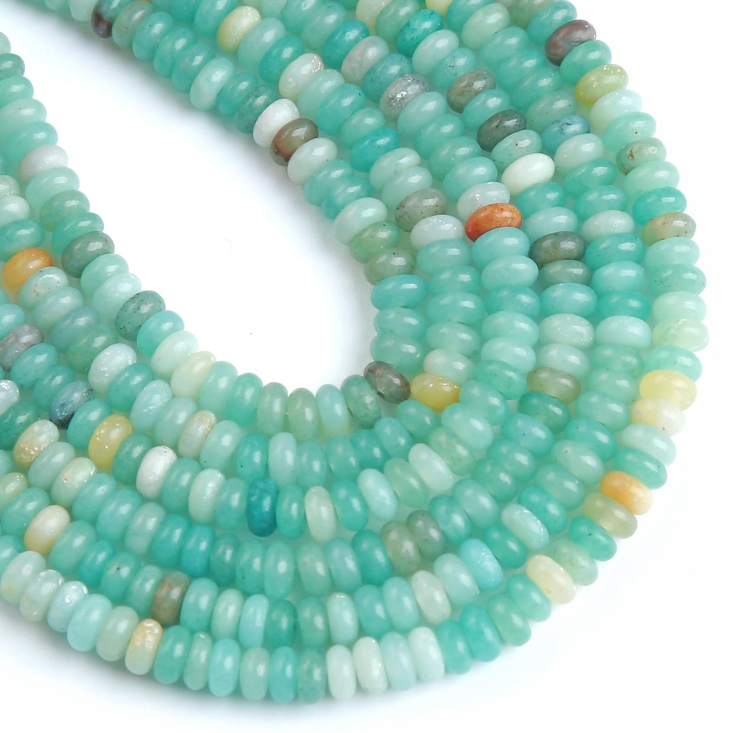 150PCS 2x4mm Natural Amazonite Rondelle Beads Abacus Disk Stone Beads Round Loose Spacer Gemstone Beads for DIY Bracelet Necklace Jewelry Making