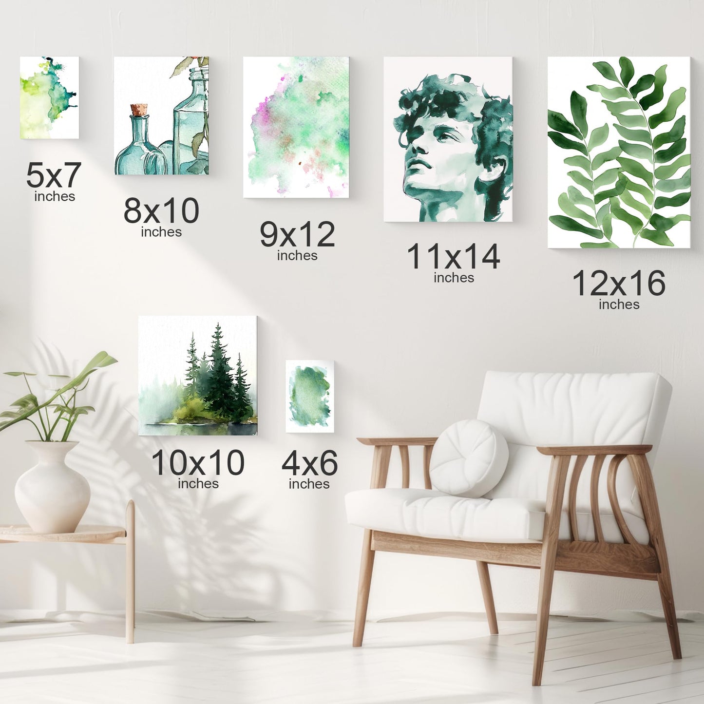 PHOENIX Watercolor Canvas Boards for Painting - 5x7 Inch/12 Pack, 100% Cotton Water Color Small Canvas Panels, 8 Oz. / 260g White Blank Medium Texture Flat Canvases for Water Based Paints