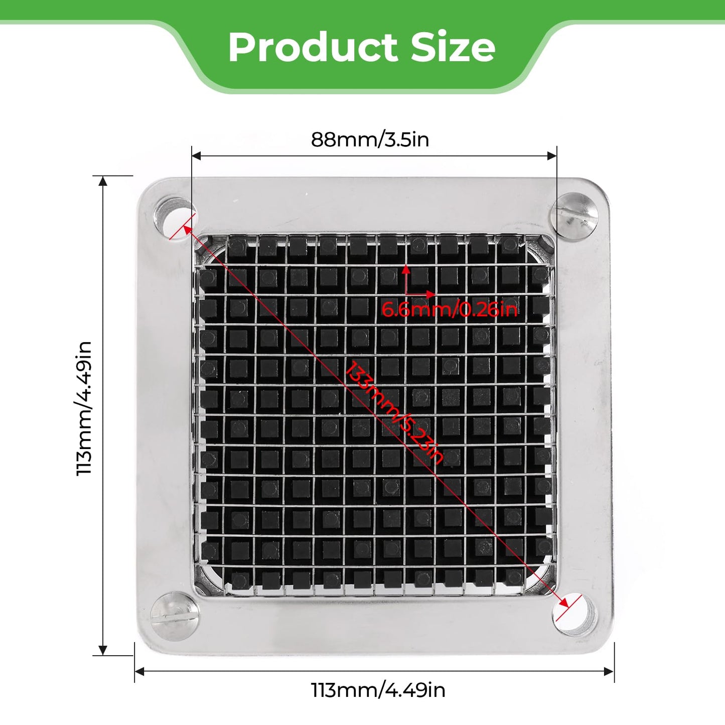 POWLAB Replacement Chopper 1/4" Blade Commercial Vegetable Chopper Dicer Stainless Steel Blade for Fruit Cutting Machine Tomato French Fries Cutter