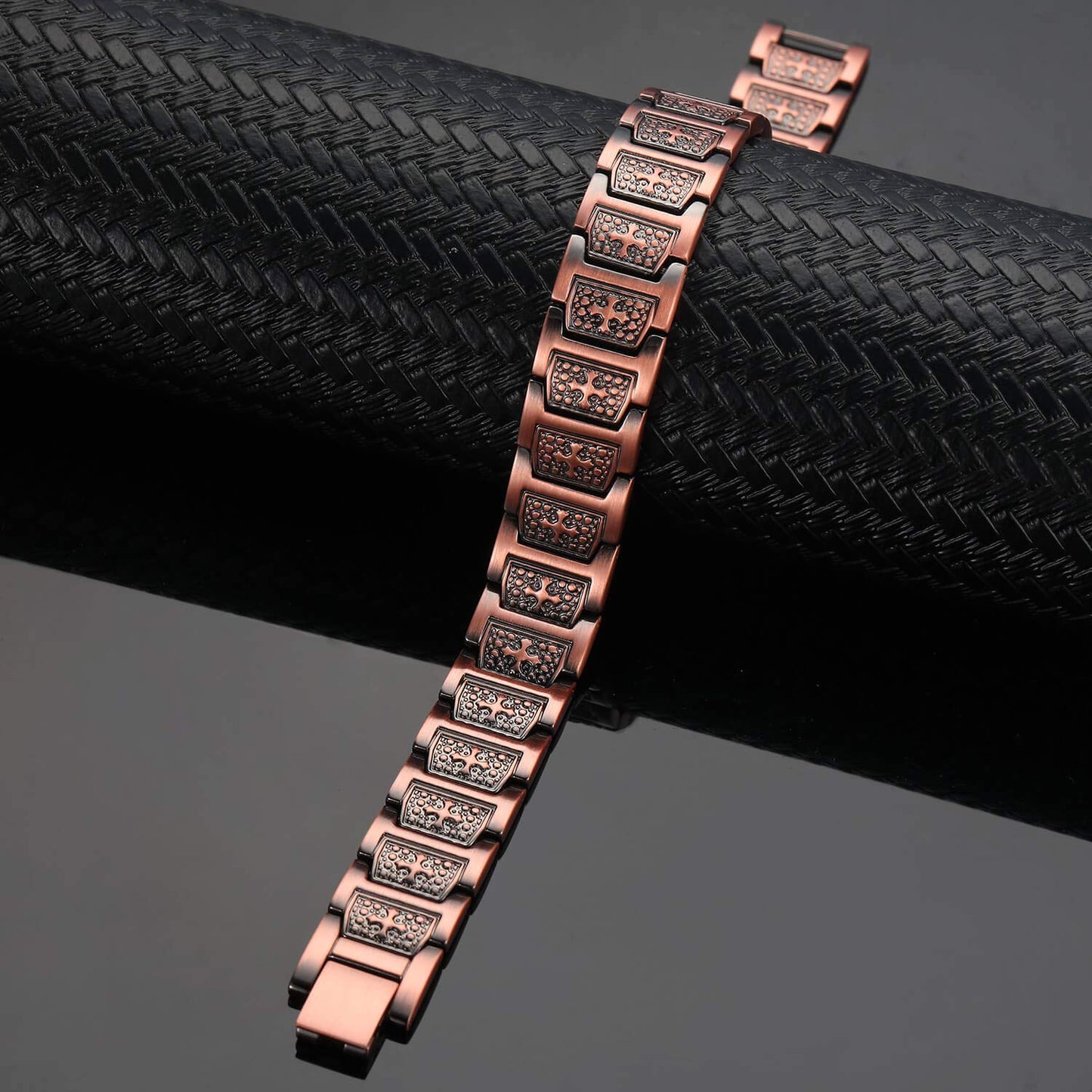 MagEnergy Copper Bracelet for Men, Cross Copper Magnetic Bracelet with Ultra Strength Magnets, Adjustable Link Jewelry Box Gift (Sizing Tool)