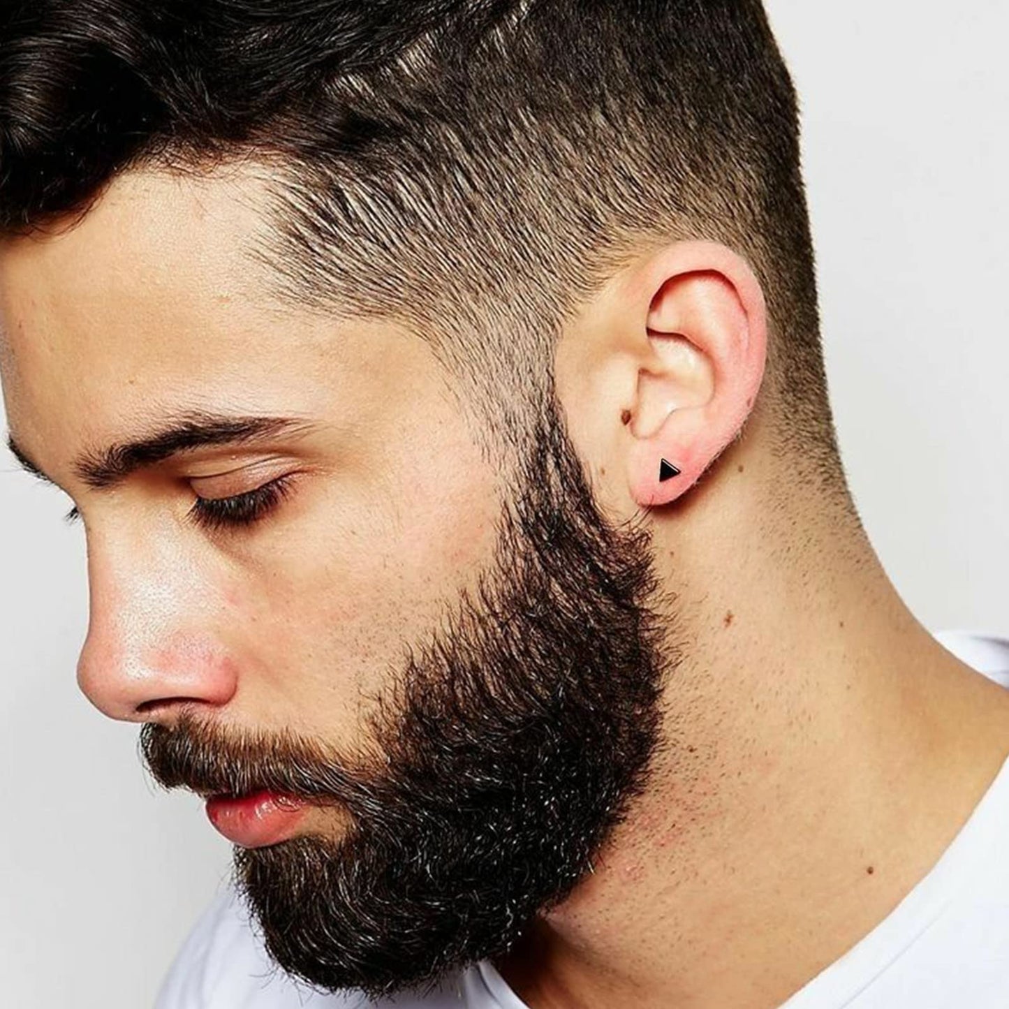 Sterling Silver Stud Earrings for Women Men- 4 Pairs of Hypoallergenic Simple Geometric Small Stud Earring Set Tiny Circle Triangle Square Bar Stud Earrings Mini Cartilage Tragus Earrings(Black Gold)