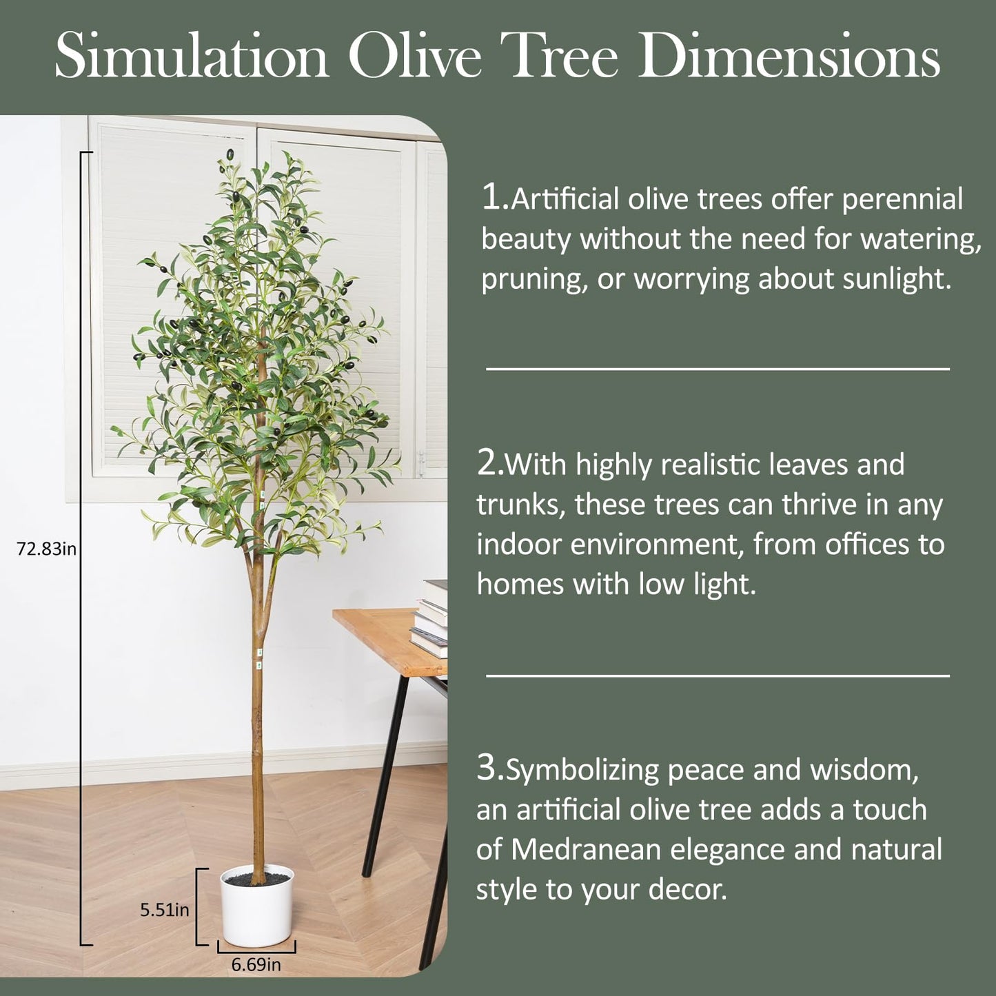 Sillaff Olive Tree 6FT Fake Tree Faux Plants Indoor with Pot Artificial Tree Nearly Natural Olive Branches and Fruits for Living Room Home Office Decorations