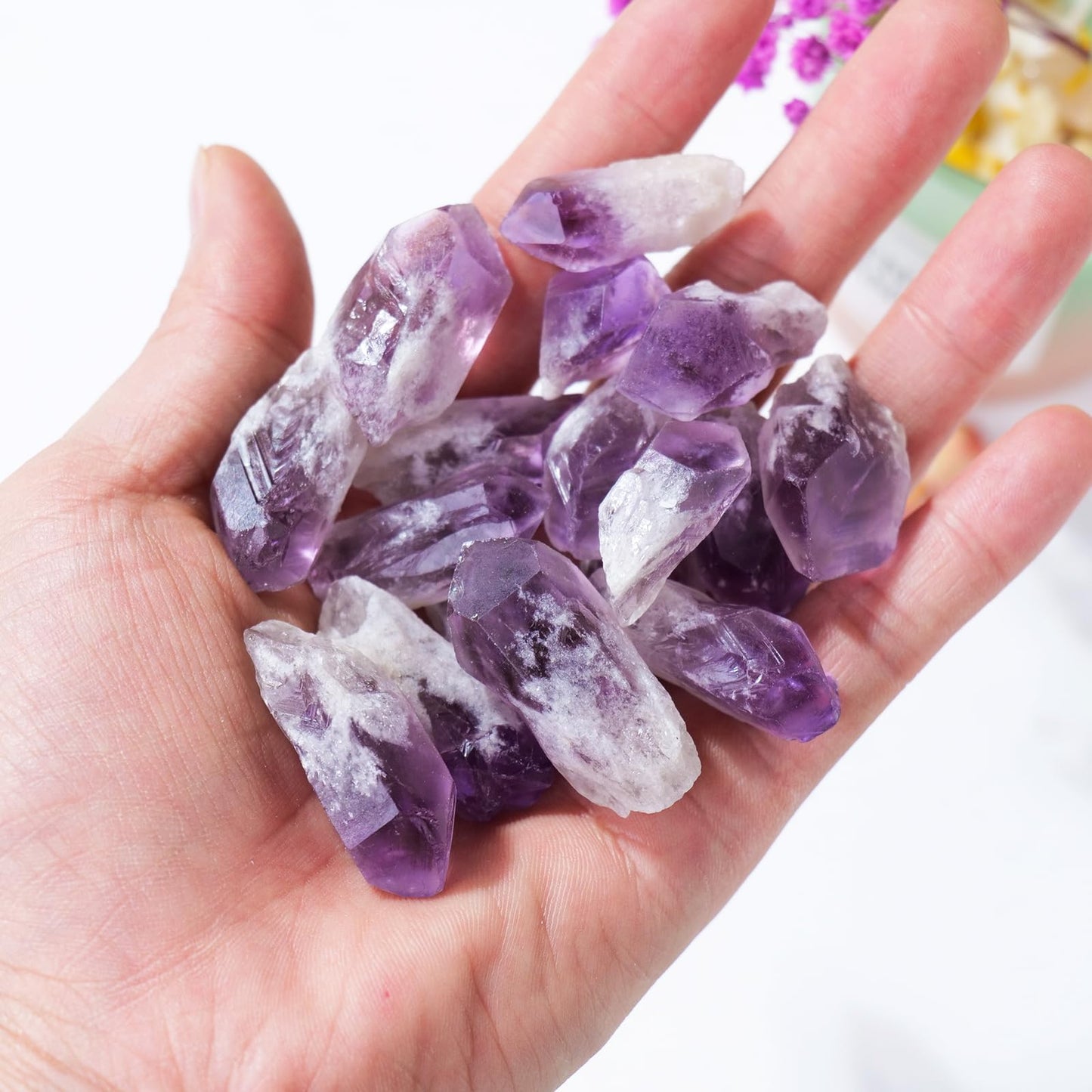 Apengshi 0.97 lb (440g) Natural Amethyst Crystal Points Irregular Rough Crystal Stone Raw Crystal Gemstones Bulk Chakra Stones Meditation Reiki Collect Handmade DIY