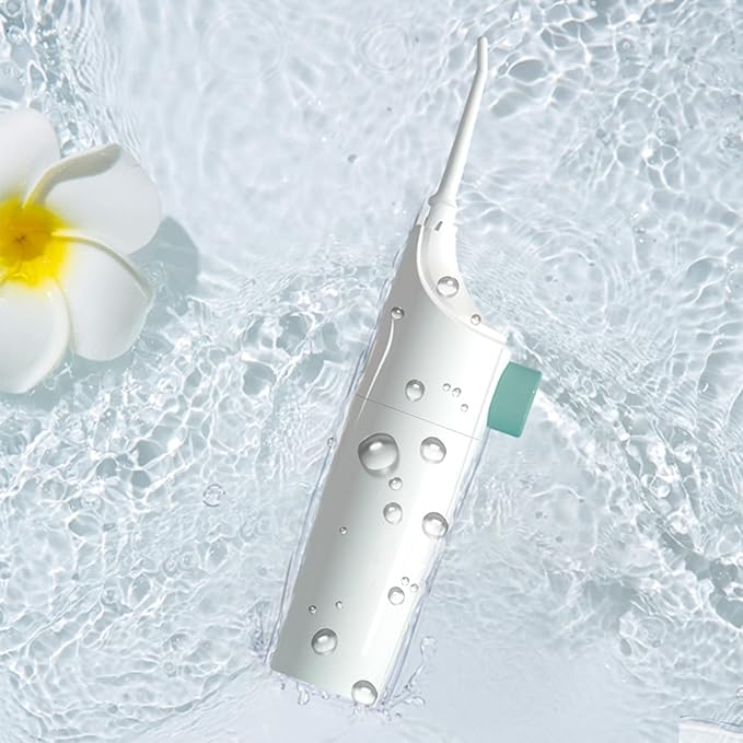 Cordless Water Dental Flosser Non-Electric Simple Operation, Oral Irrigator Portable Affordable for Home & Travel, Tonsil Stone Remover Safe for Pregnant Women and Children (White)