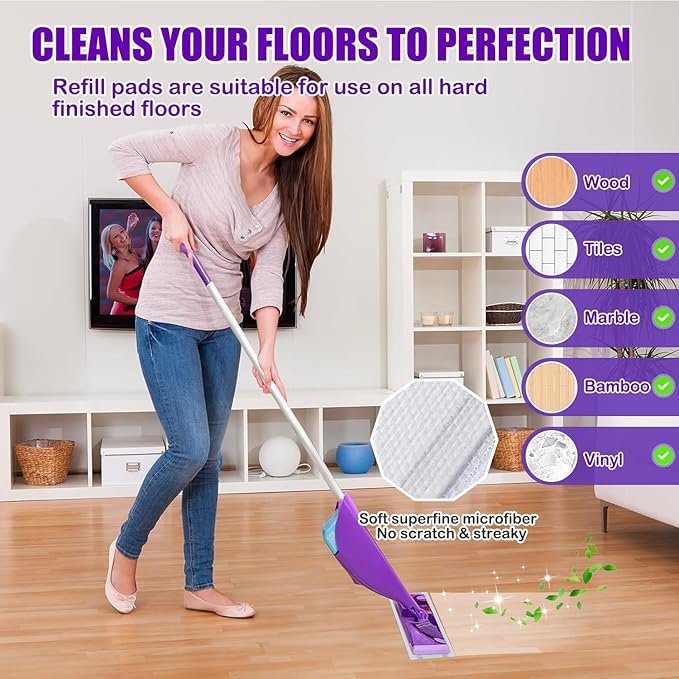 Mop Pad Refills Compatible with Swiffer WetJet Spray Mop, Wet Jet Mopping Pads for All Purpose Multi-Surface Hardwood Floor Cleaning, 4 Layers Thickened and Super Absorbent, 20 Count