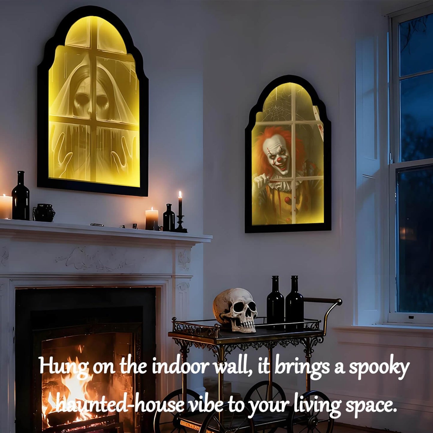 EZTZMCN 2025 Halloween Decorations Indoor - 15" x 9" Ghost Hologram Mirror with Devil's Bride, Spooky Wall Mirror - Decoration for Home Bedroom Party Room