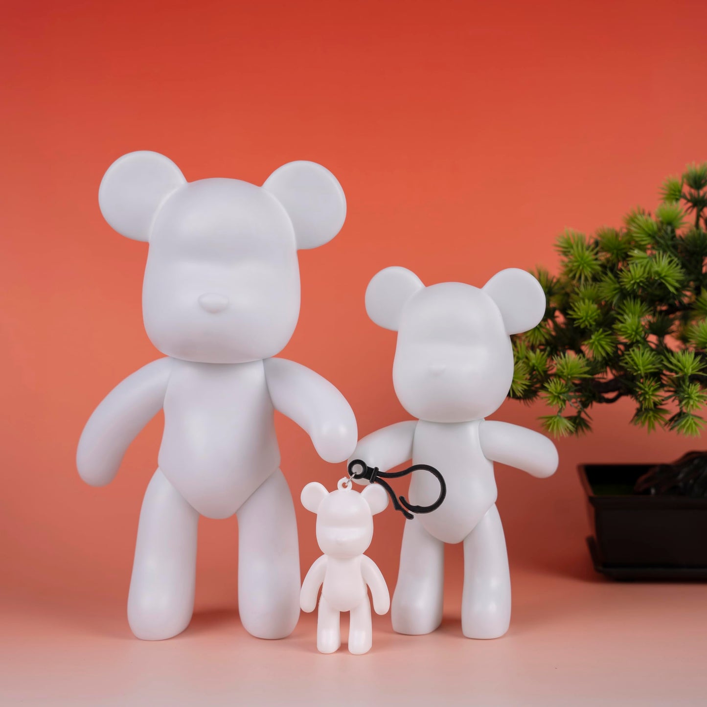 Coniuty 7+9 inch Blank Bear Mold 2 Set DIY Fluid Bear + 1 Keychain Creativity Figure for Home Decoration