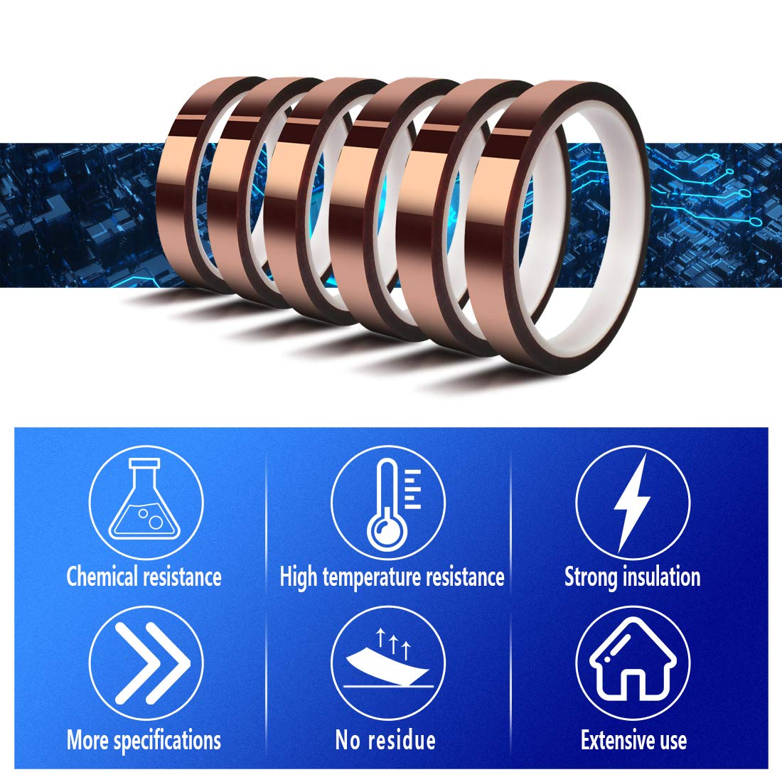 MEBMIK Heat Tape for Sublimation Transfer, Heat Resistant/Press, Adhesive Transfer Tape, Thermal, No Residue, 6 Rolls 10mm x33m(108ft)