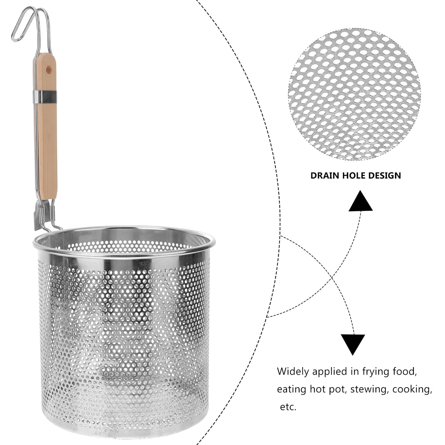 1pc Stainless Steel Filter Spoon Handle Colander Practical Cookware Strainer Kitchen Cookware Noodle Colander Stainless Steel Cooking Tool Kitchen Supply