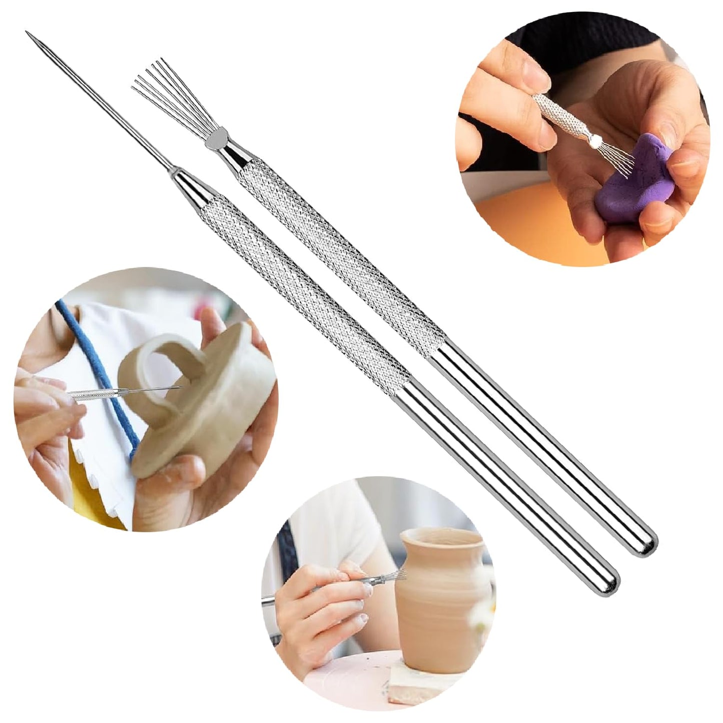 DAIXIANGER Clay Art Tools Set: 13Pcs Pottery & Polymer Clay Sculpting Tools with Acrylic Roller, Stainless Steel Scraper, Dotting Tools & Texture Pens for DIY Craft Modeling